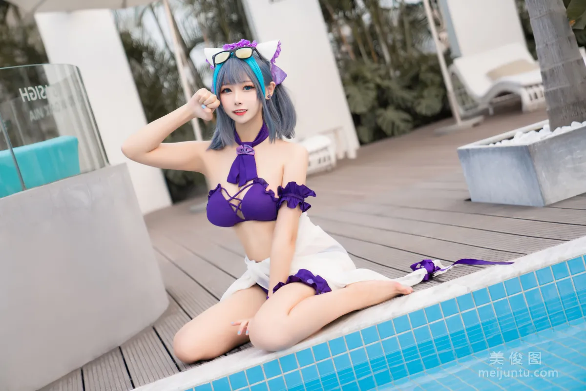 [COS Fan Service] Weibo Girl Momoko Kuikui - Cheshire Swimwear photo 22