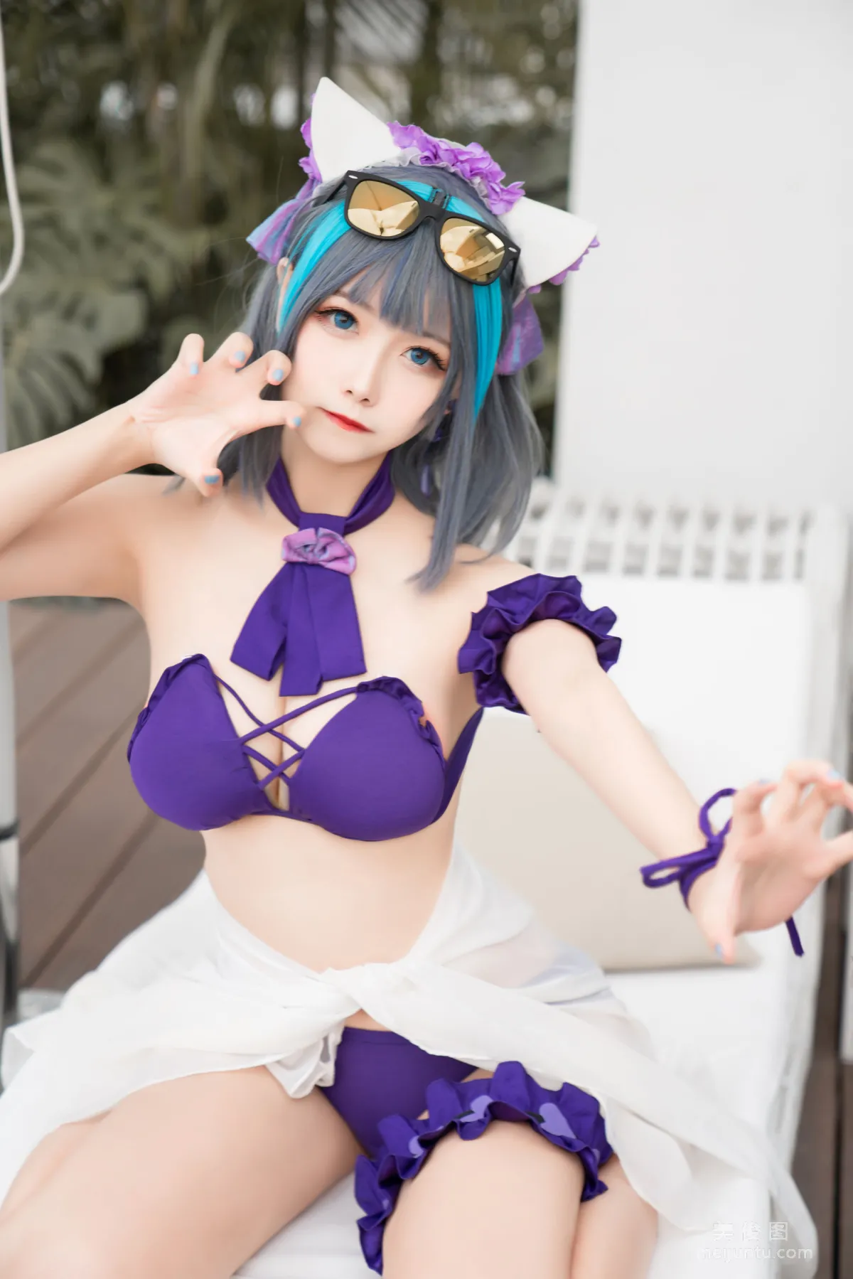 [COS Fan Service] Weibo Girl Momoko Kuikui - Cheshire Swimwear photo 7