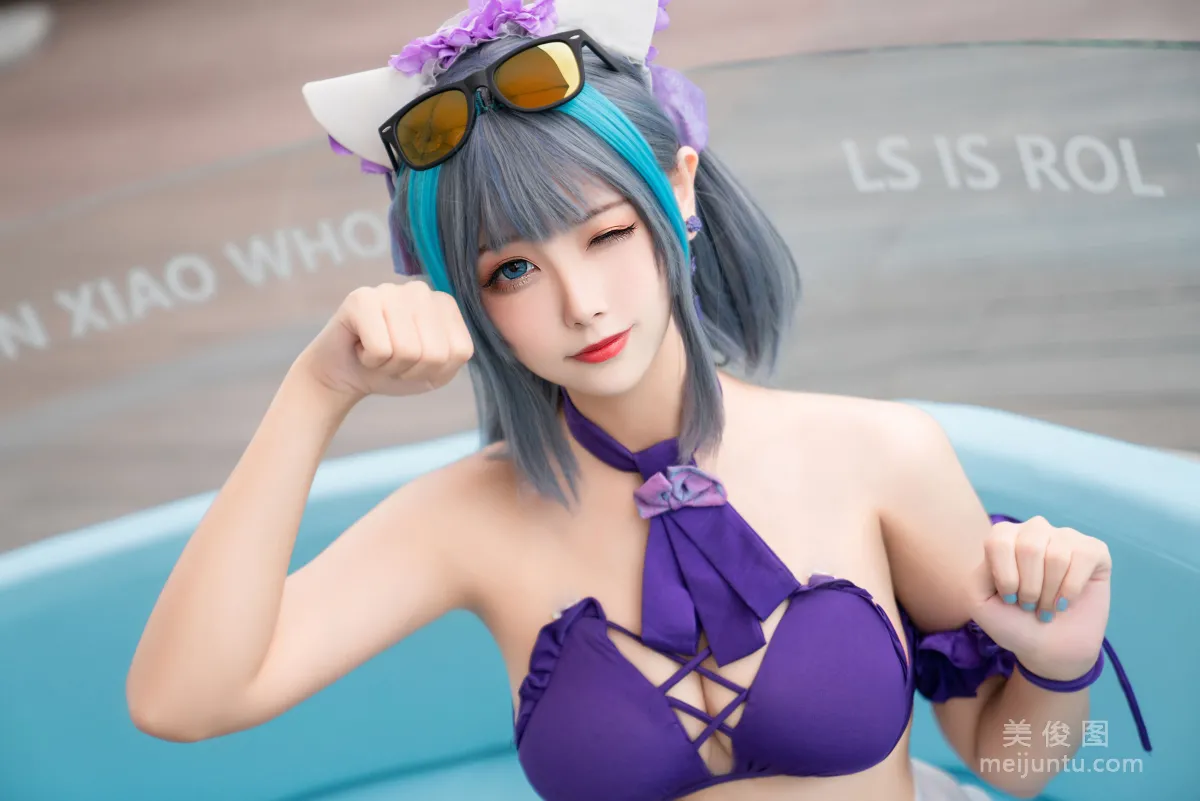[COS Fan Service] Weibo Girl Momoko Kuikui - Cheshire Swimwear photo 37