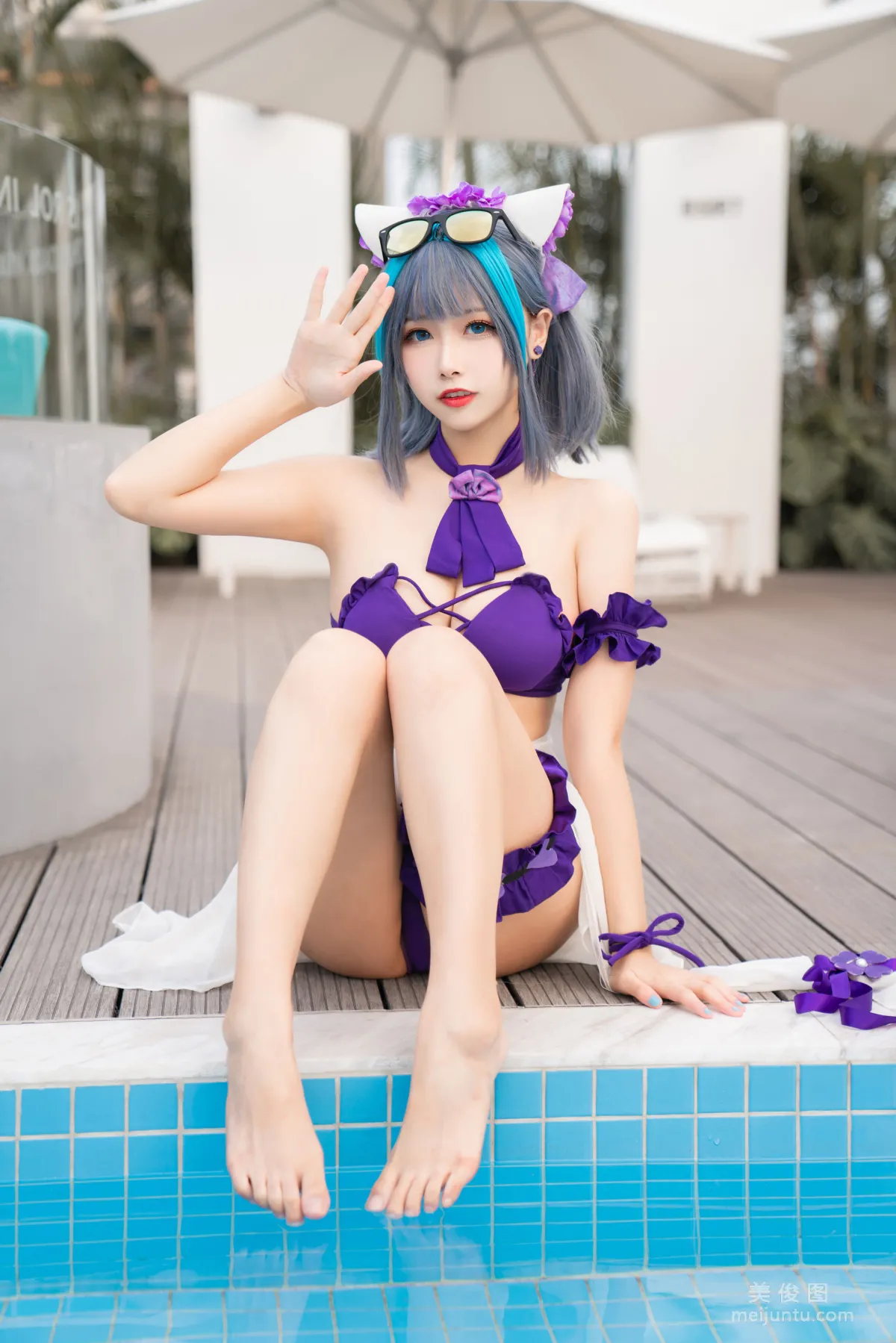 [COS Fan Service] Weibo Girl Momoko Kuikui - Cheshire Swimwear photo 19