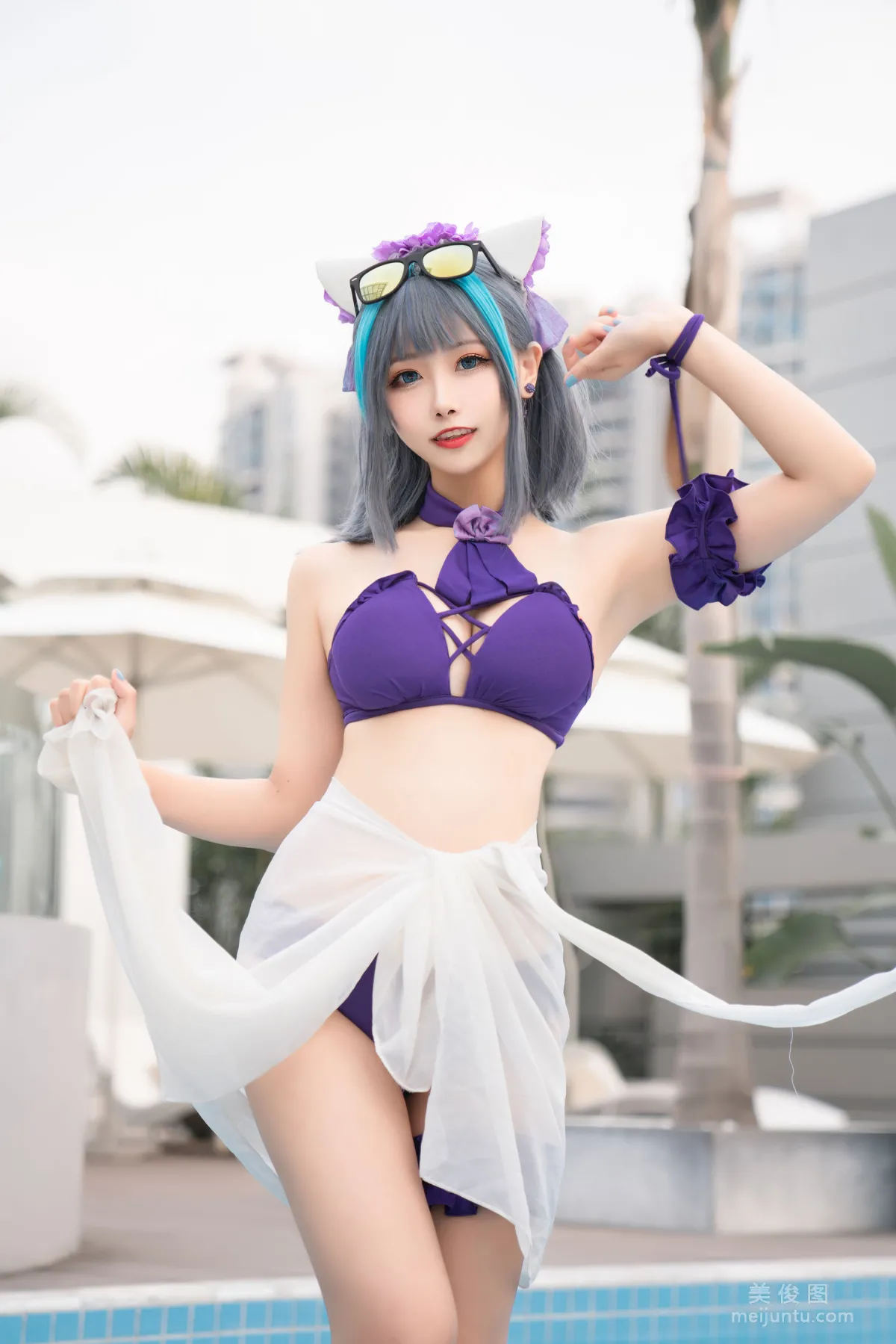 [COS Fan Service] Weibo Girl Momoko Kuikui - Cheshire Swimwear photo 32