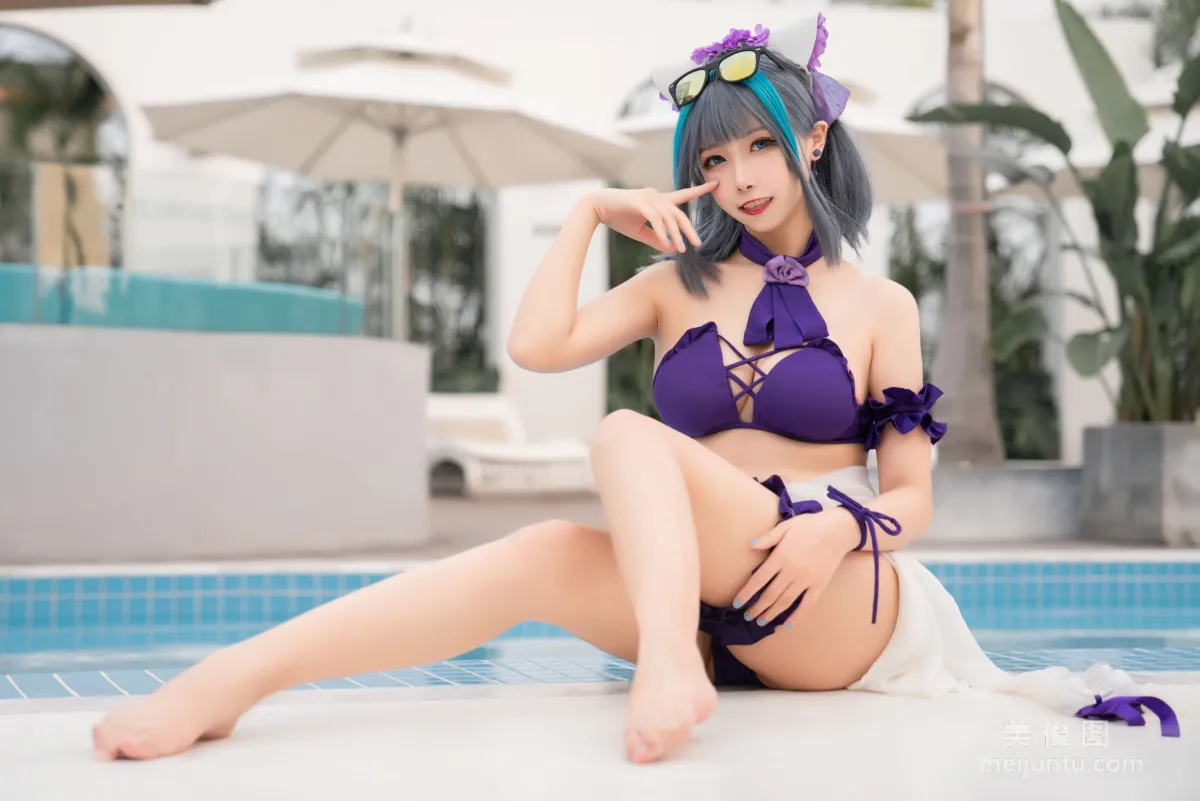 [COS Fan Service] Weibo Girl Momoko Kuikui - Cheshire Swimwear photo 27