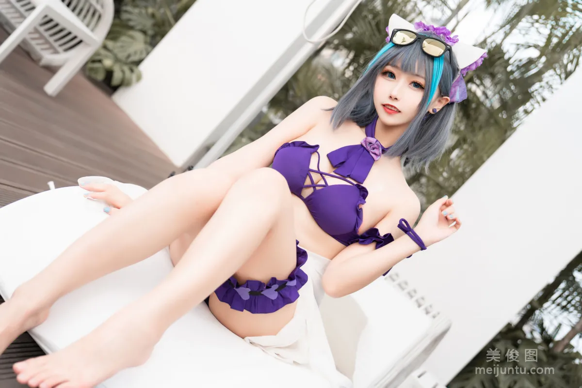 [COS Fan Service] Weibo Girl Momoko Kuikui - Cheshire Swimwear photo 8