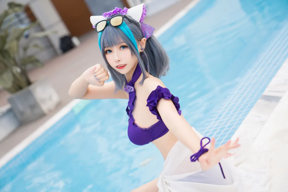[COS Fan Service] Weibo Girl Momoko Kuikui - Cheshire Swimwear photo 23