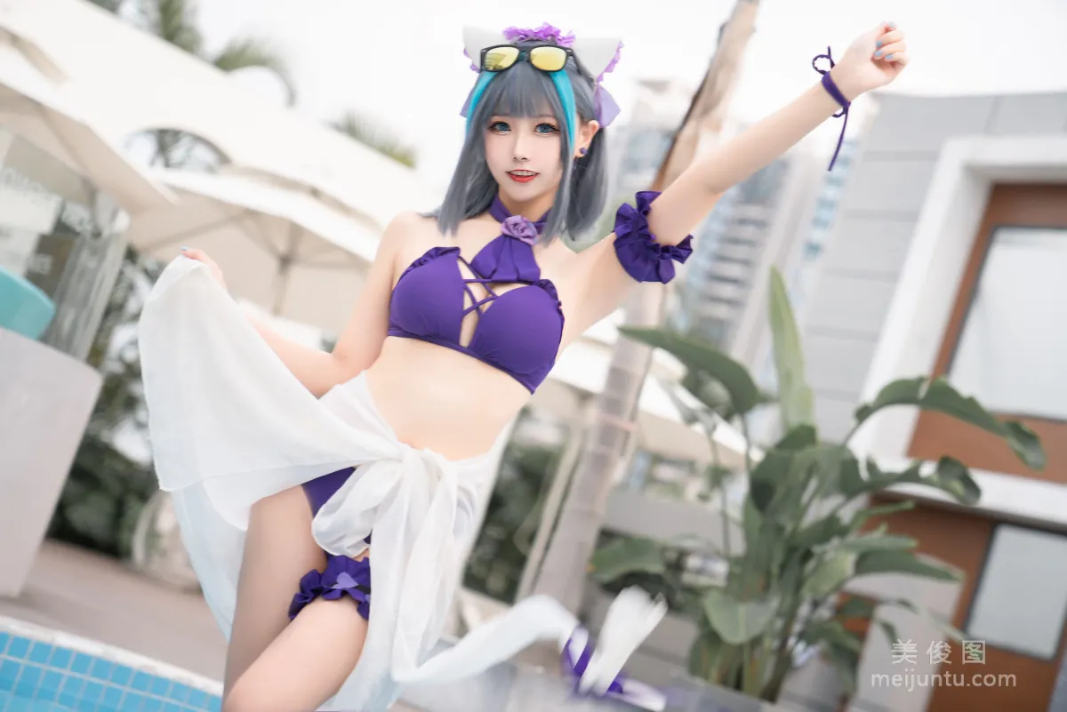 [COS Fan Service] Weibo Girl Momoko Kuikui - Cheshire Swimwear photo 35