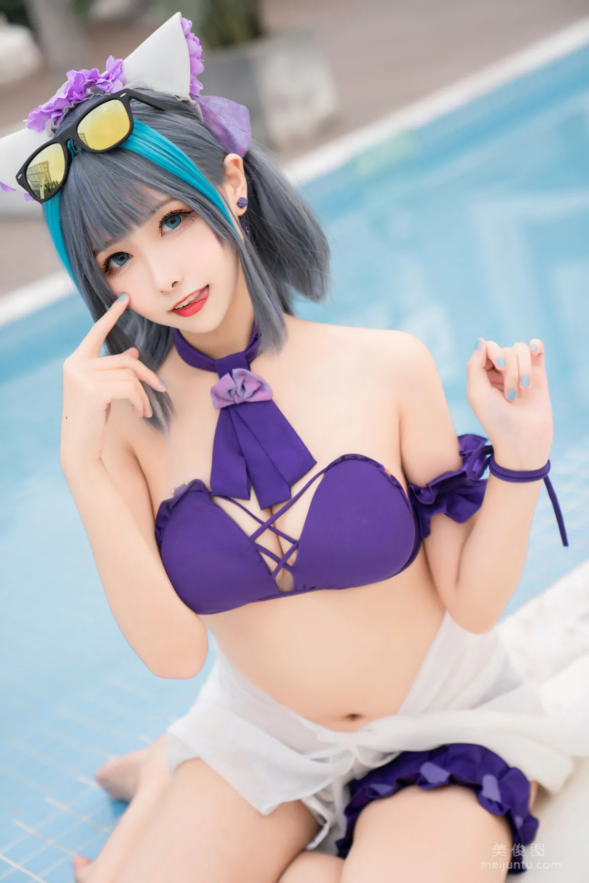 [COS Fan Service] Weibo Girl Momoko Kuikui - Cheshire Swimwear photo 30