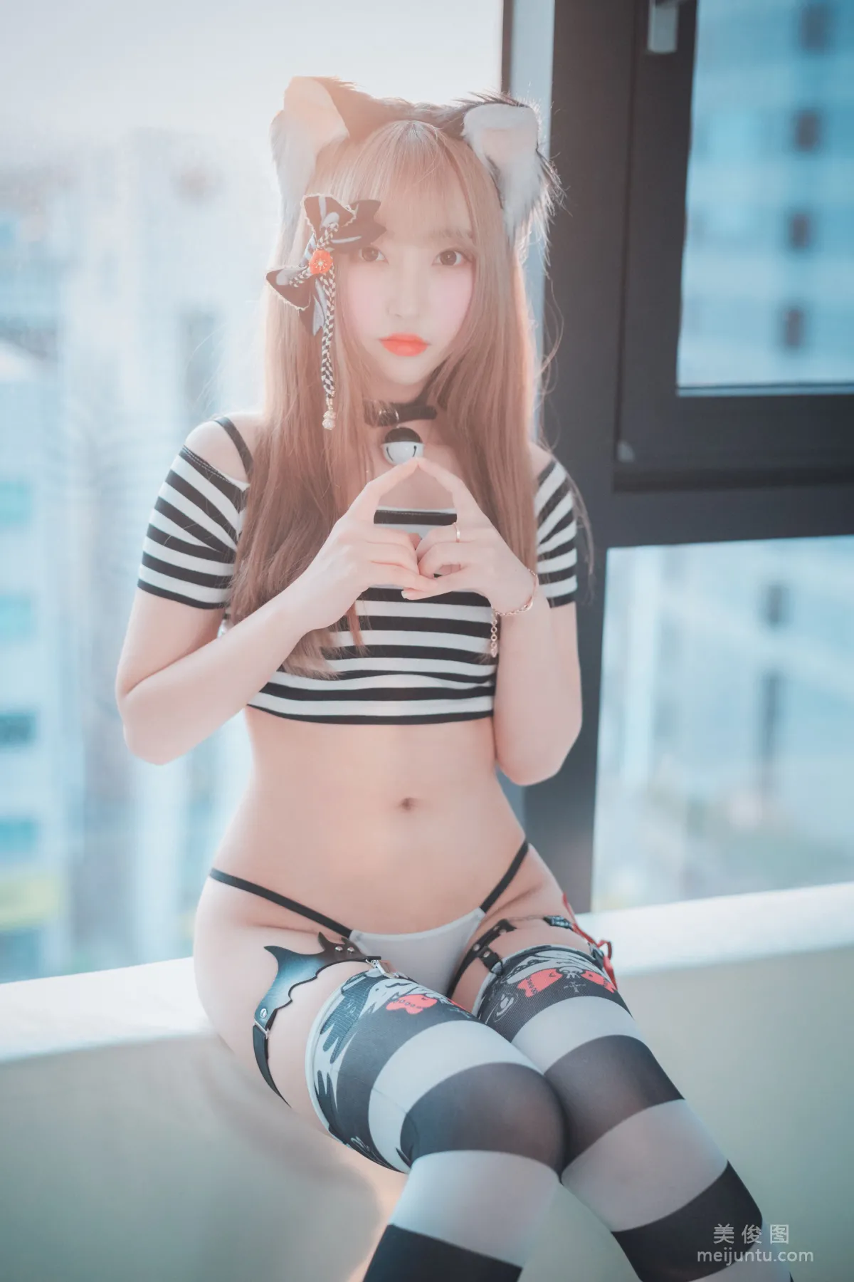 [DJAWA] Hanari - Catgirl in Stripes Photo Set photo 43