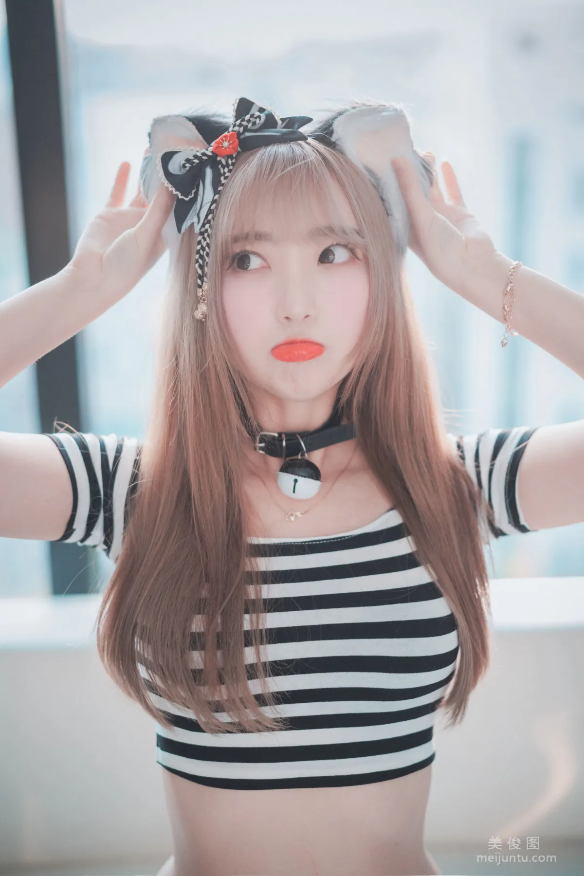 [DJAWA] Hanari - Catgirl in Stripes Photo Set photo 10