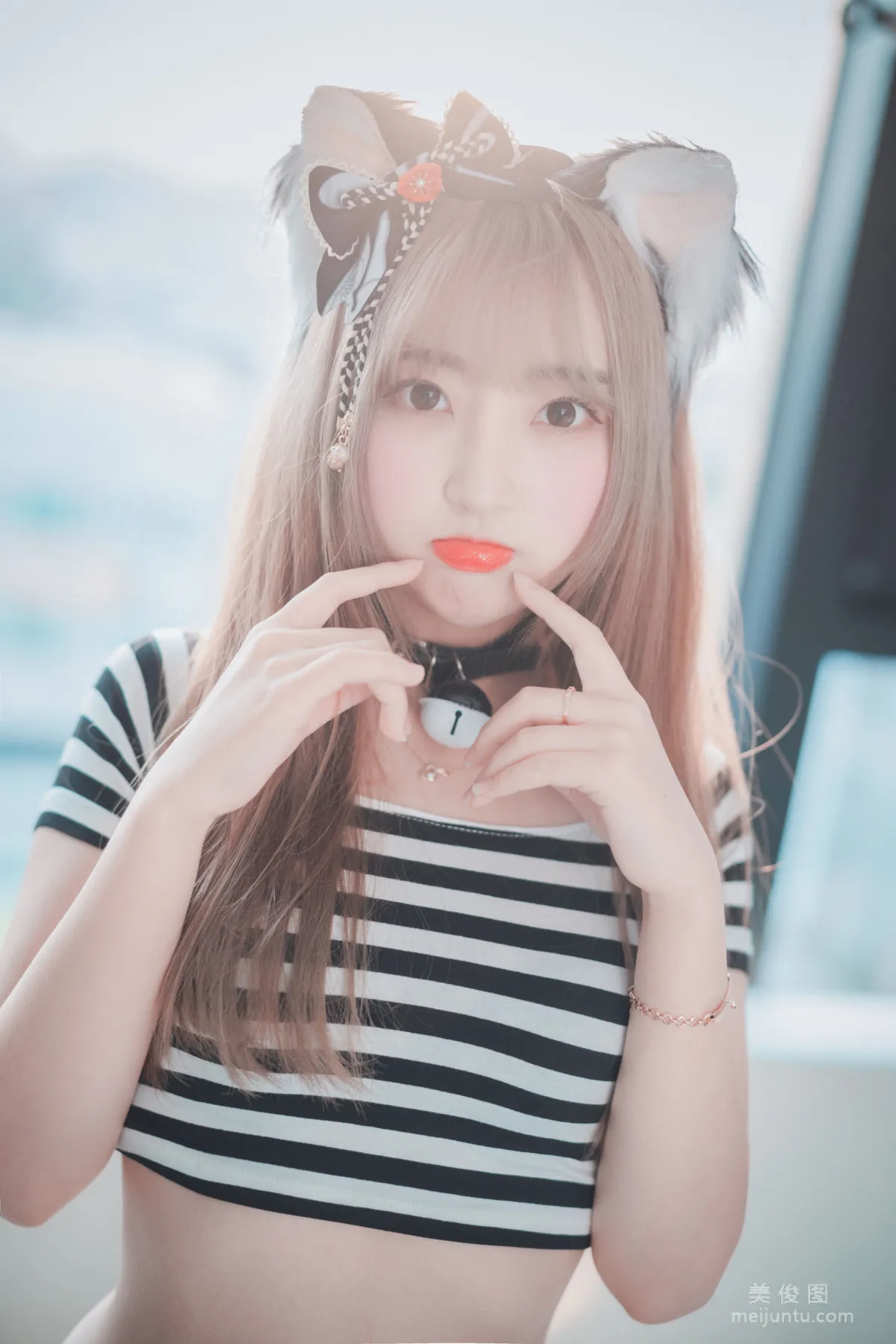 [DJAWA] Hanari - Catgirl in Stripes Photo Set photo 11