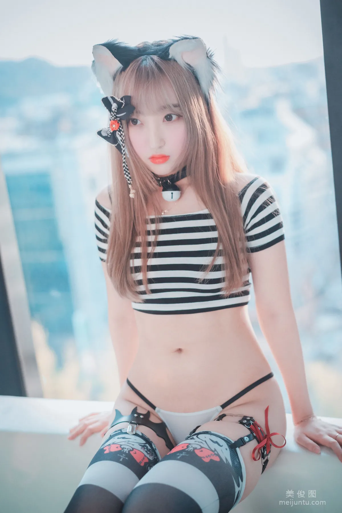 [DJAWA] Hanari - Catgirl in Stripes Photo Set photo 42