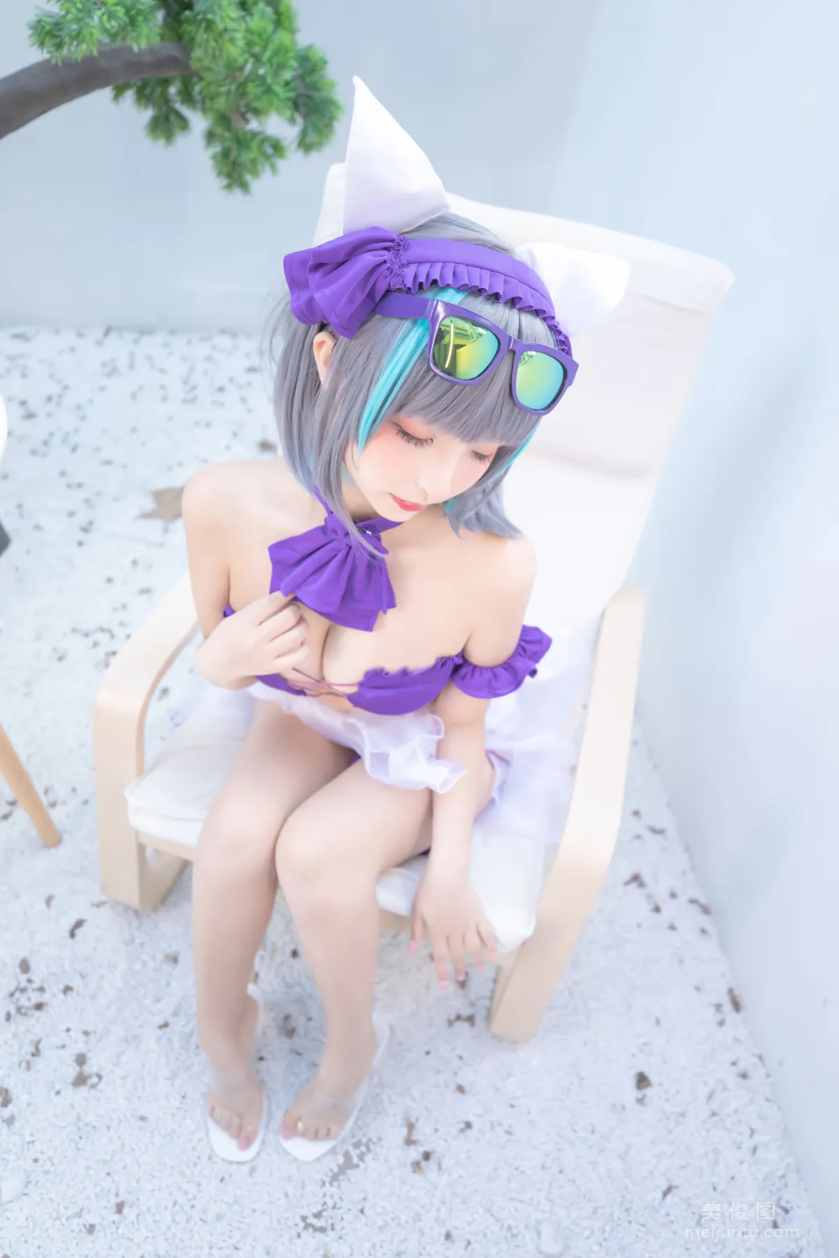 [网红COSER] 萝莉神楽板真冬 之 柴郡 - 纯色庭院  写真套图9