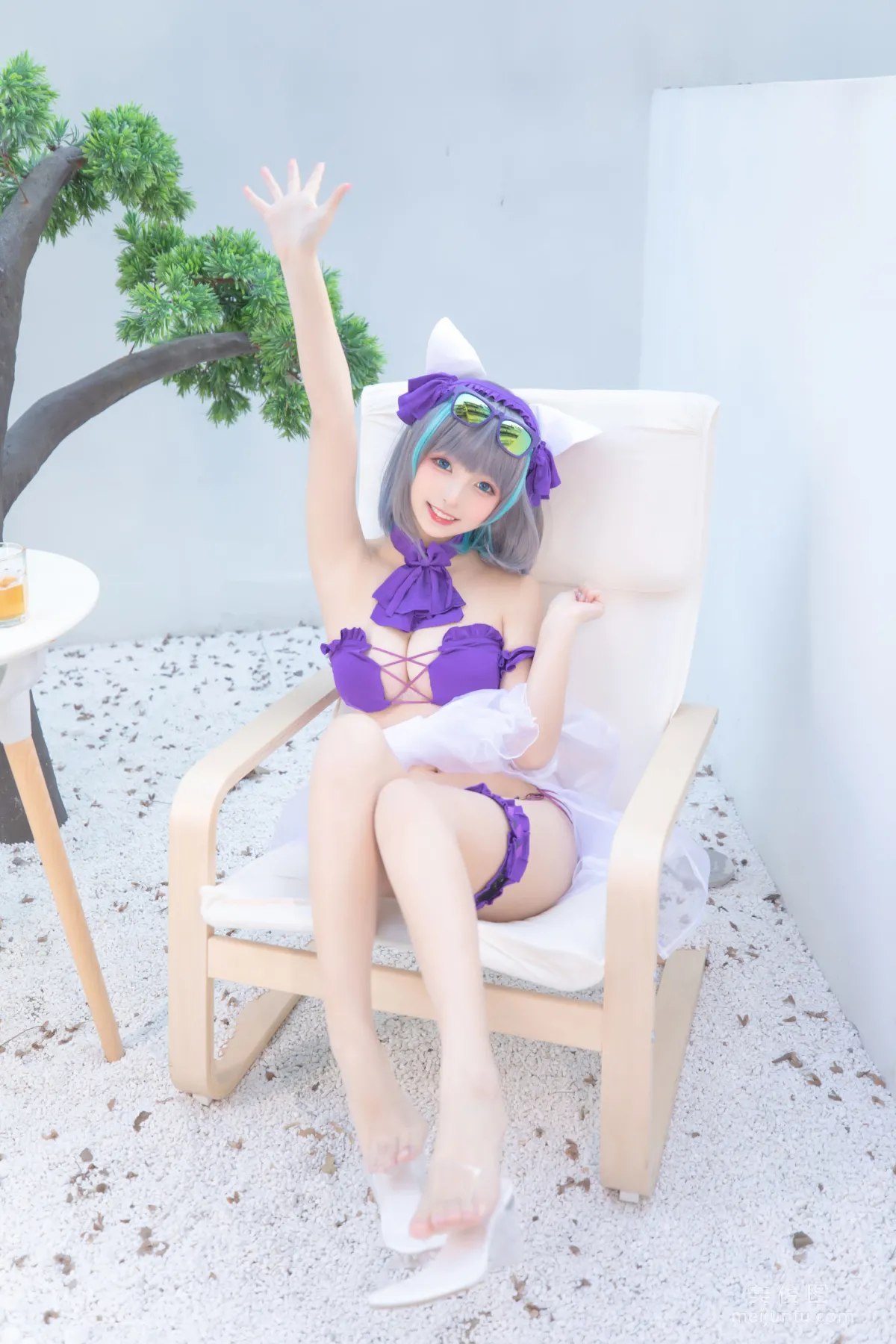 [網紅COSER] 蘿莉神楽闆真冬 之 柴郡 - 純色庭院 寫真套圖 37