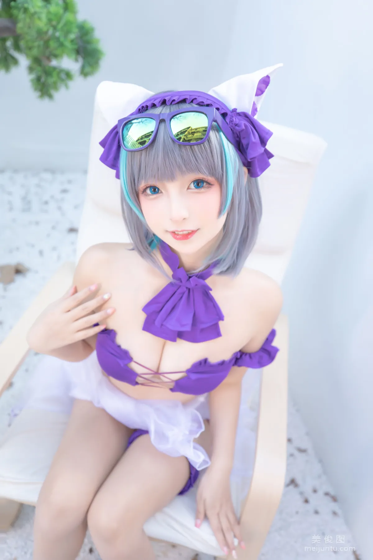 [網紅COSER] 蘿莉神楽闆真冬 之 柴郡 - 純色庭院 寫真套圖 8