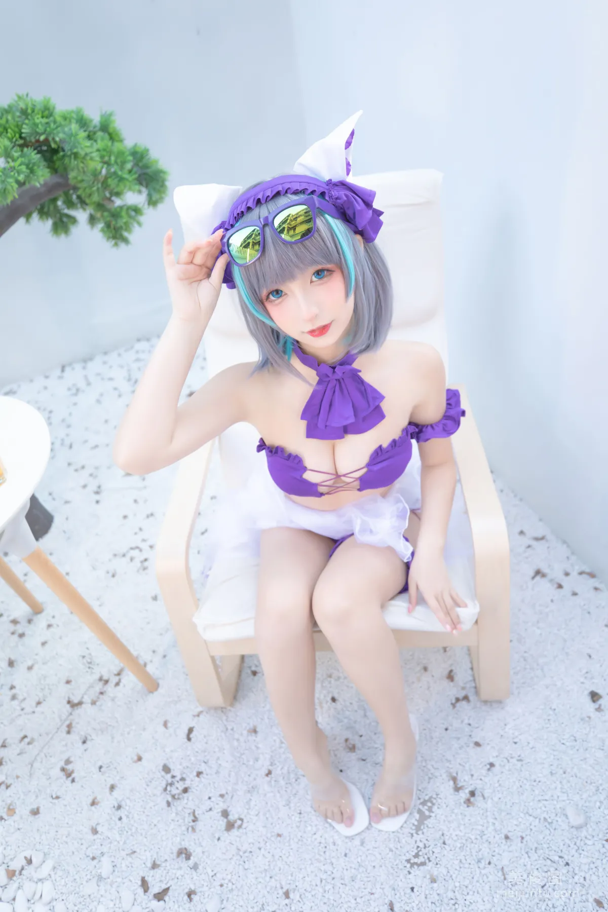 [網紅COSER] 蘿莉神楽闆真冬 之 柴郡 - 純色庭院 寫真套圖 5