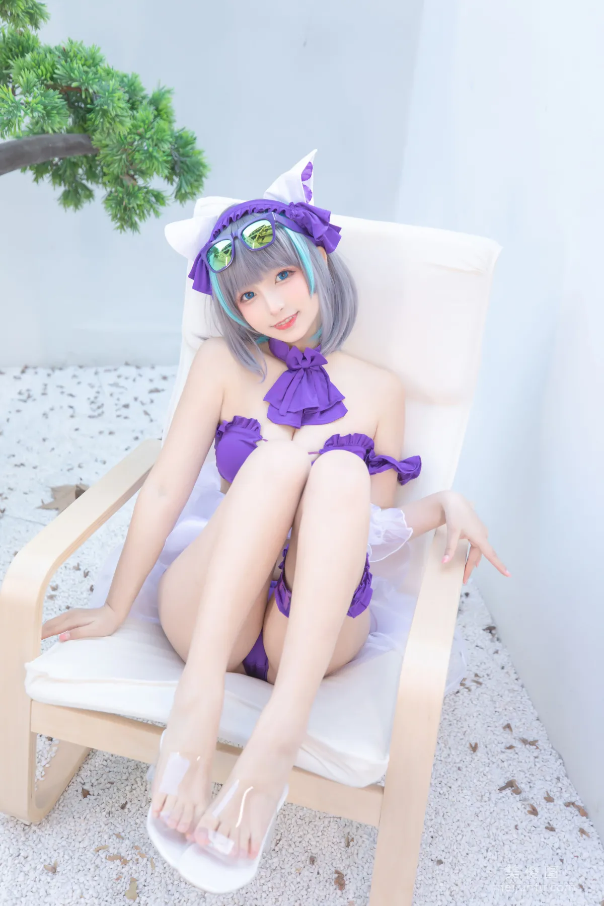 [網紅COSER] 蘿莉神楽闆真冬 之 柴郡 - 純色庭院 寫真套圖 33