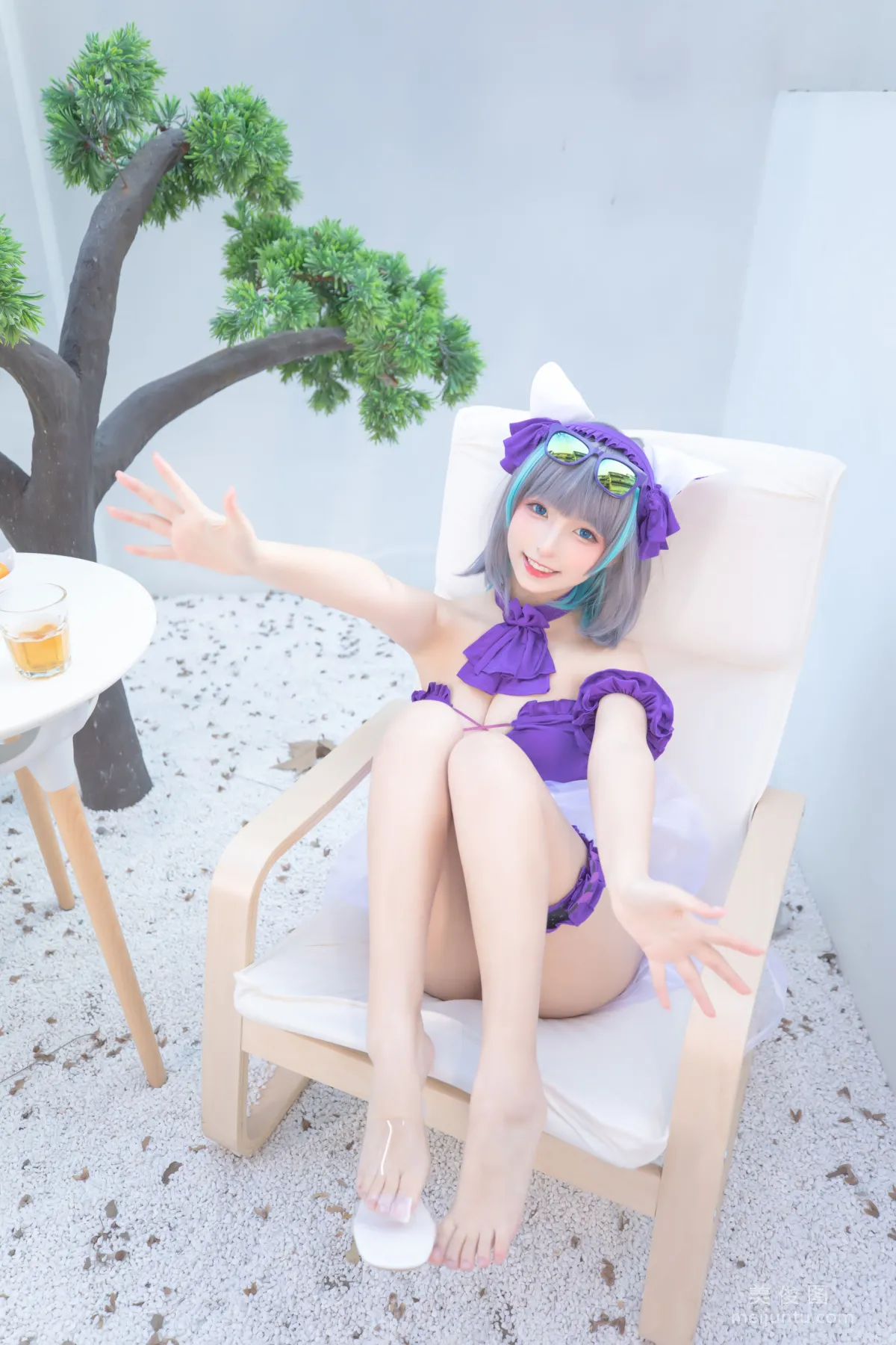 [網紅COSER] 蘿莉神楽闆真冬 之 柴郡 - 純色庭院 寫真套圖 35