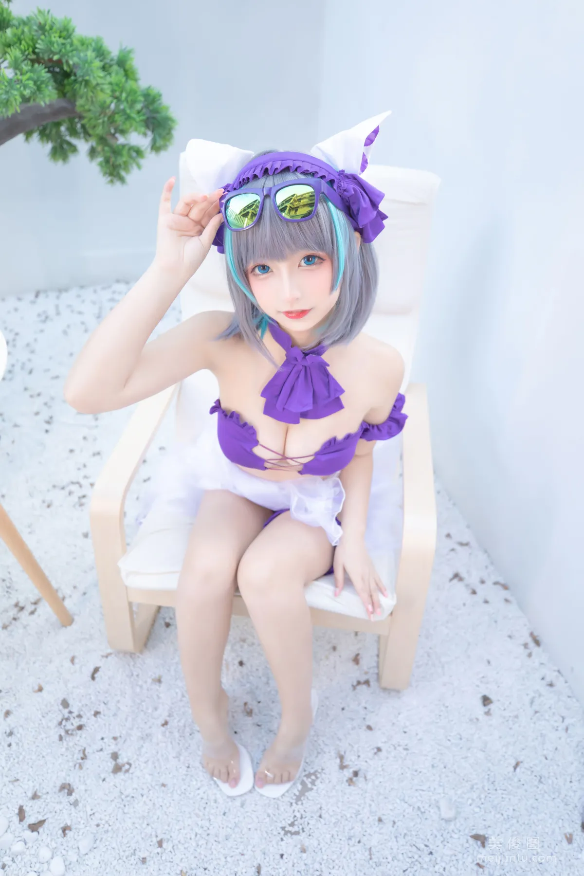 [網紅COSER] 蘿莉神楽闆真冬 之 柴郡 - 純色庭院 寫真套圖 4