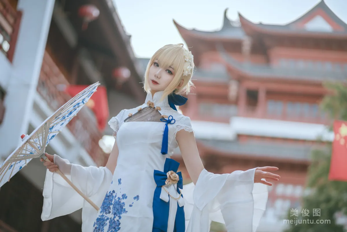 [Web Idols Coser Photos] Anime Blogger Fengjiangjiang v, saber qipao Set photo 27
