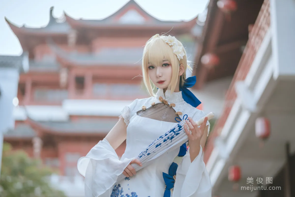 [Web Idols Coser Photos] Anime Blogger Fengjiangjiang v, saber qipao Set photo 28