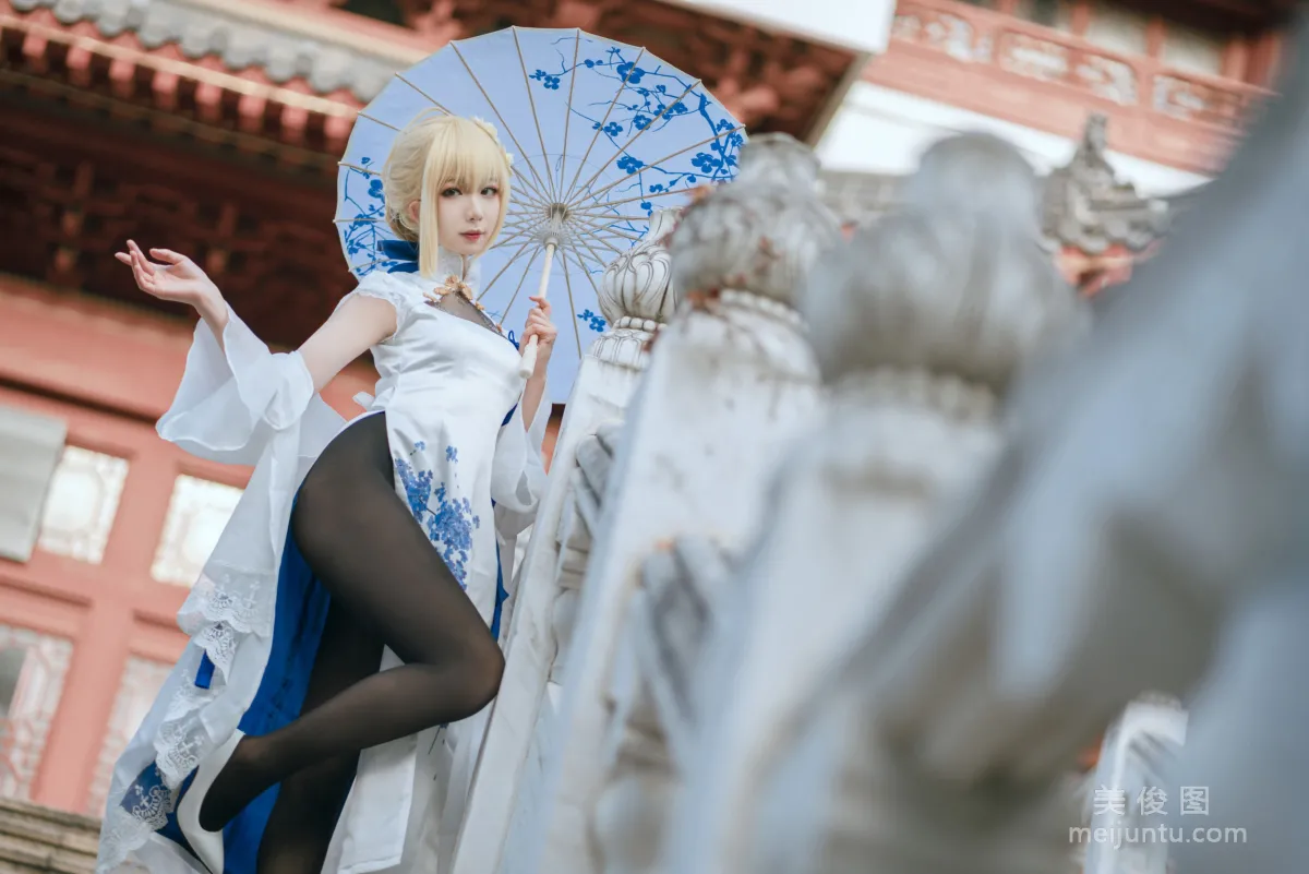 [Web Idols Coser Photos] Anime Blogger Fengjiangjiang v, saber qipao Set photo 15