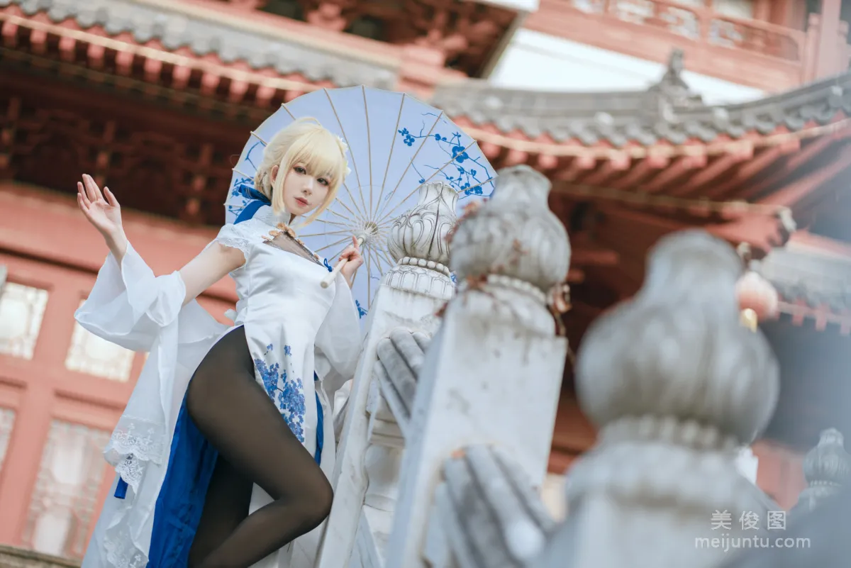 [Web Idols Coser Photos] Anime Blogger Fengjiangjiang v, saber qipao Set photo 14