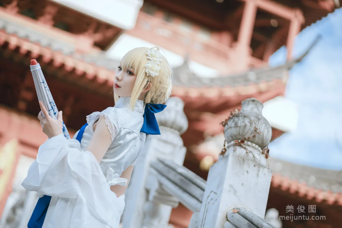 [Web Idols Coser Photos] Anime Blogger Fengjiangjiang v, saber qipao Set photo 12