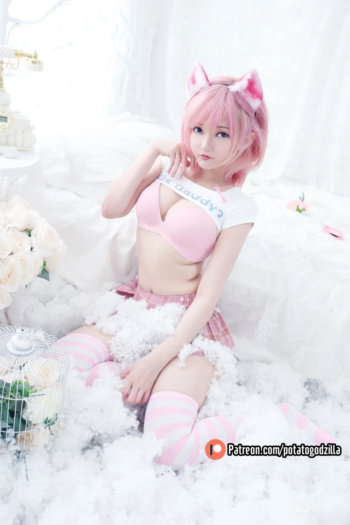 Coser Girl Potato Godzilla - Pink Casual Set photo 9