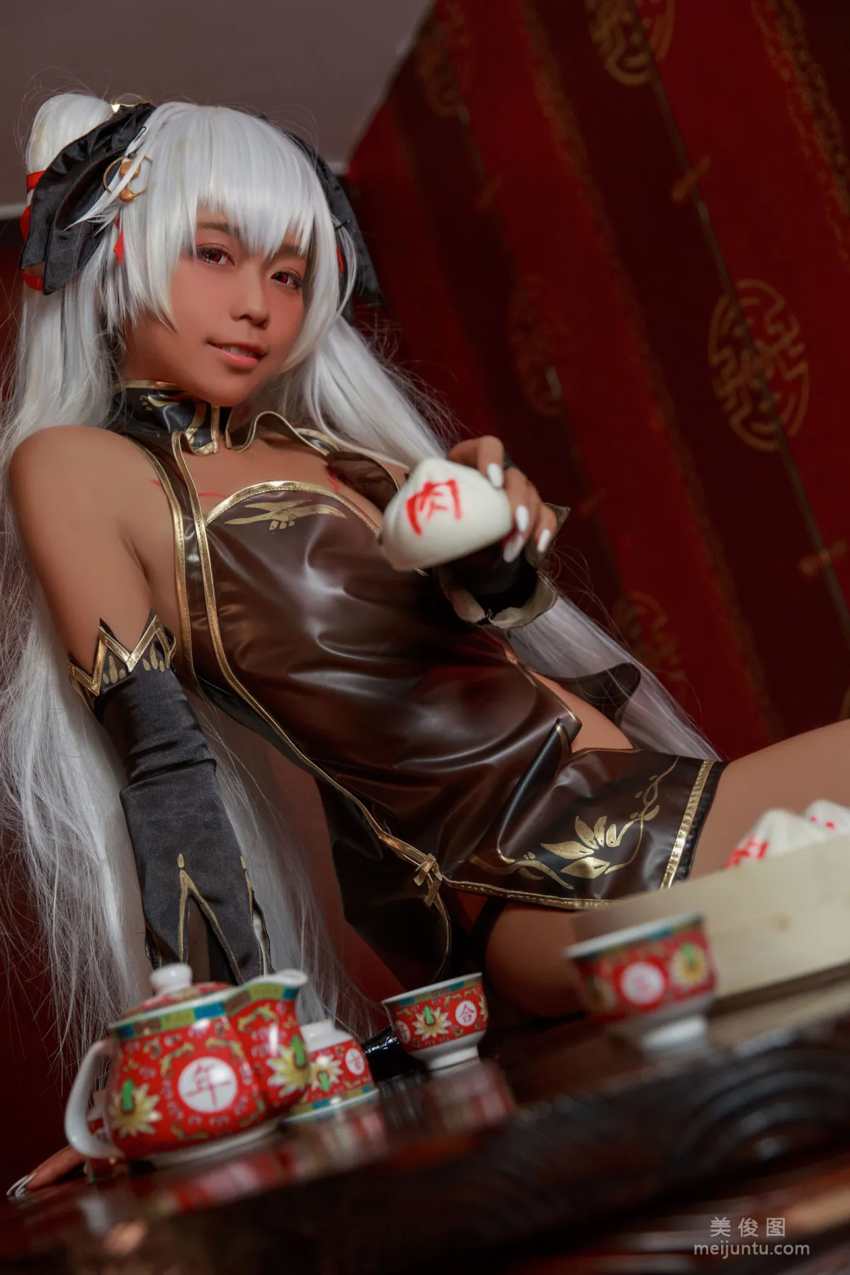 [Web Idols COSER Photo] Anime Blogger G44 Buhui Shoushang, Brown Qipao Girl Set photo 5