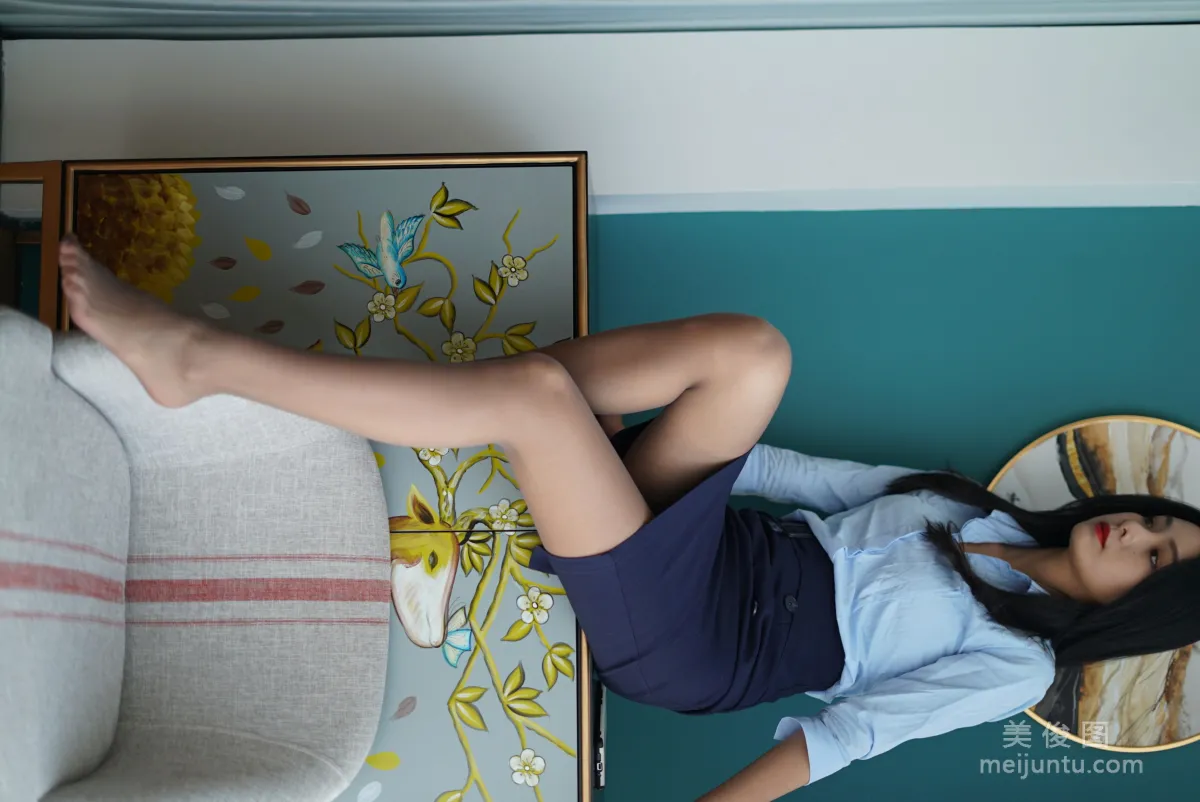 [Yiwen Yinghua] YW009 Meng Meng 'Blue Professional Outfit' Photo Set photo 75