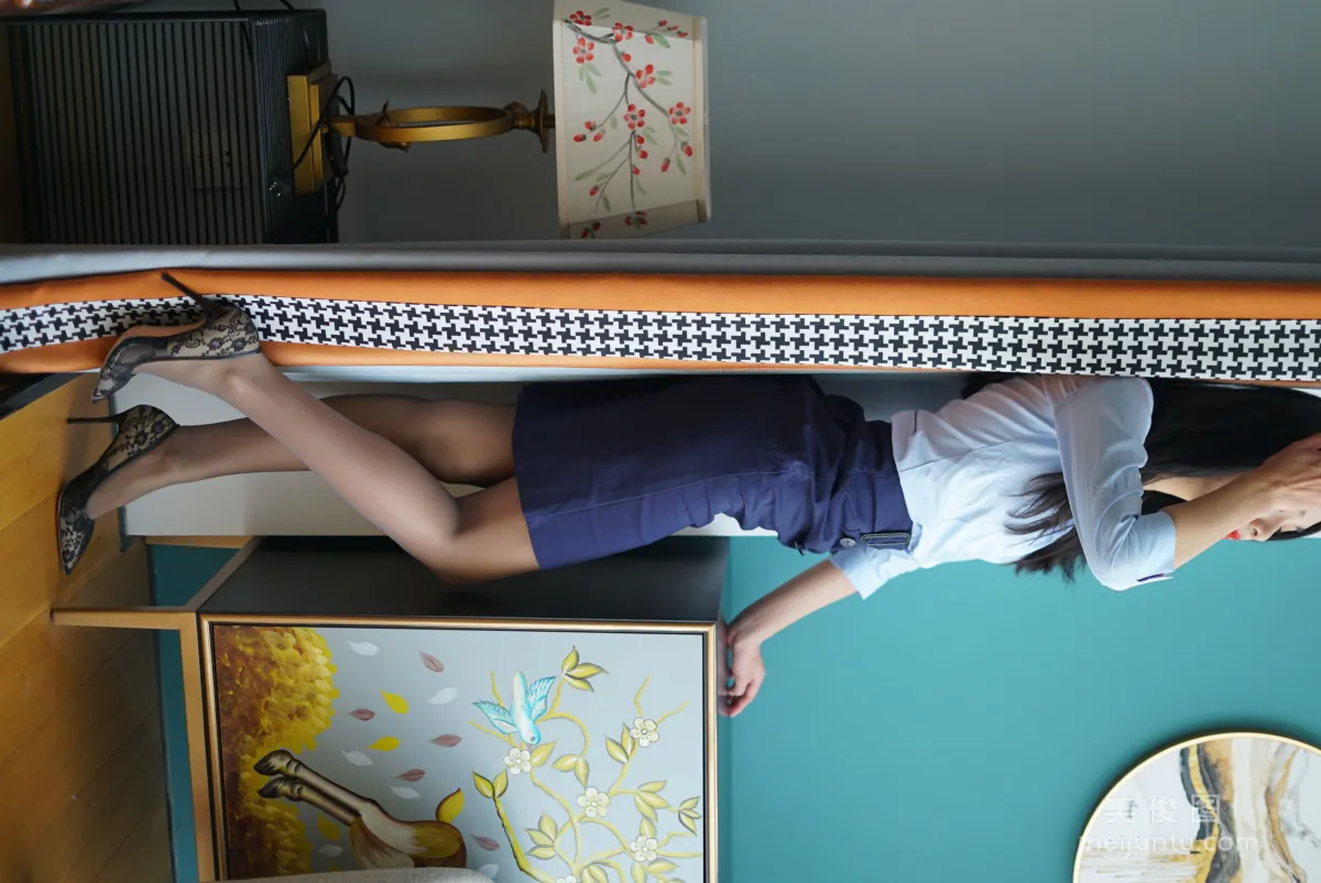 [Yiwen Yinghua] YW009 Meng Meng 'Blue Professional Outfit' Photo Set photo 111