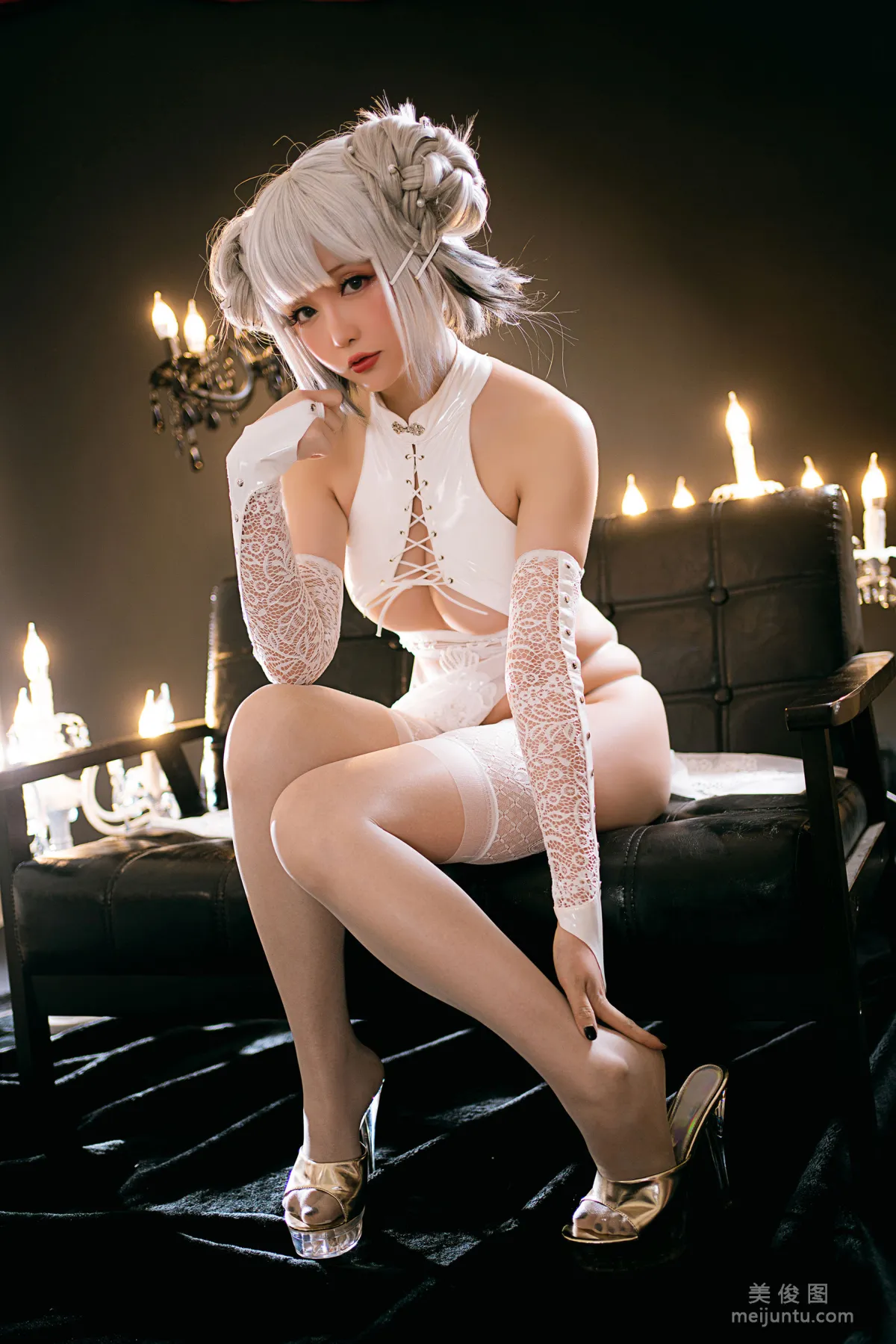 [Cosplay Benefits] Xingzhi Chichi, White Doggy Cheongsam photo 56