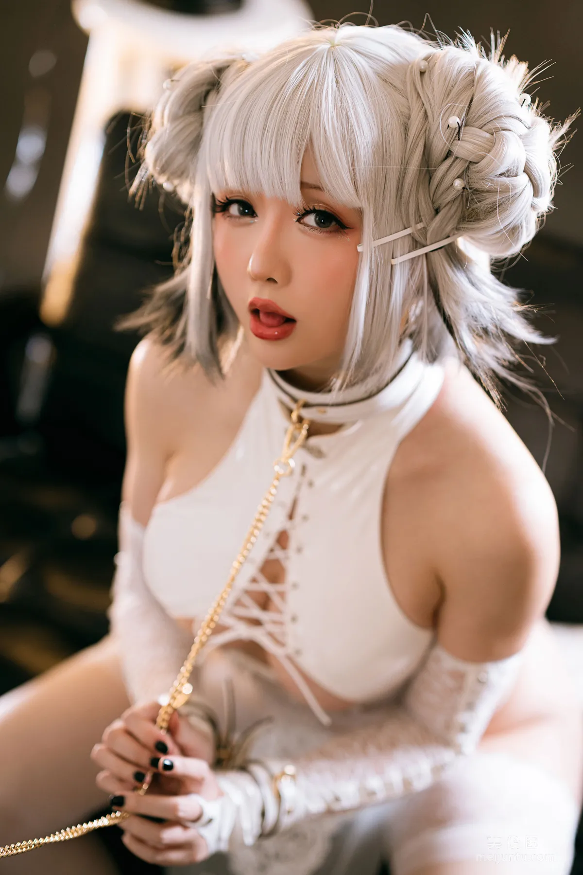 [Cosplay Benefits] Xingzhi Chichi, White Doggy Cheongsam photo 41