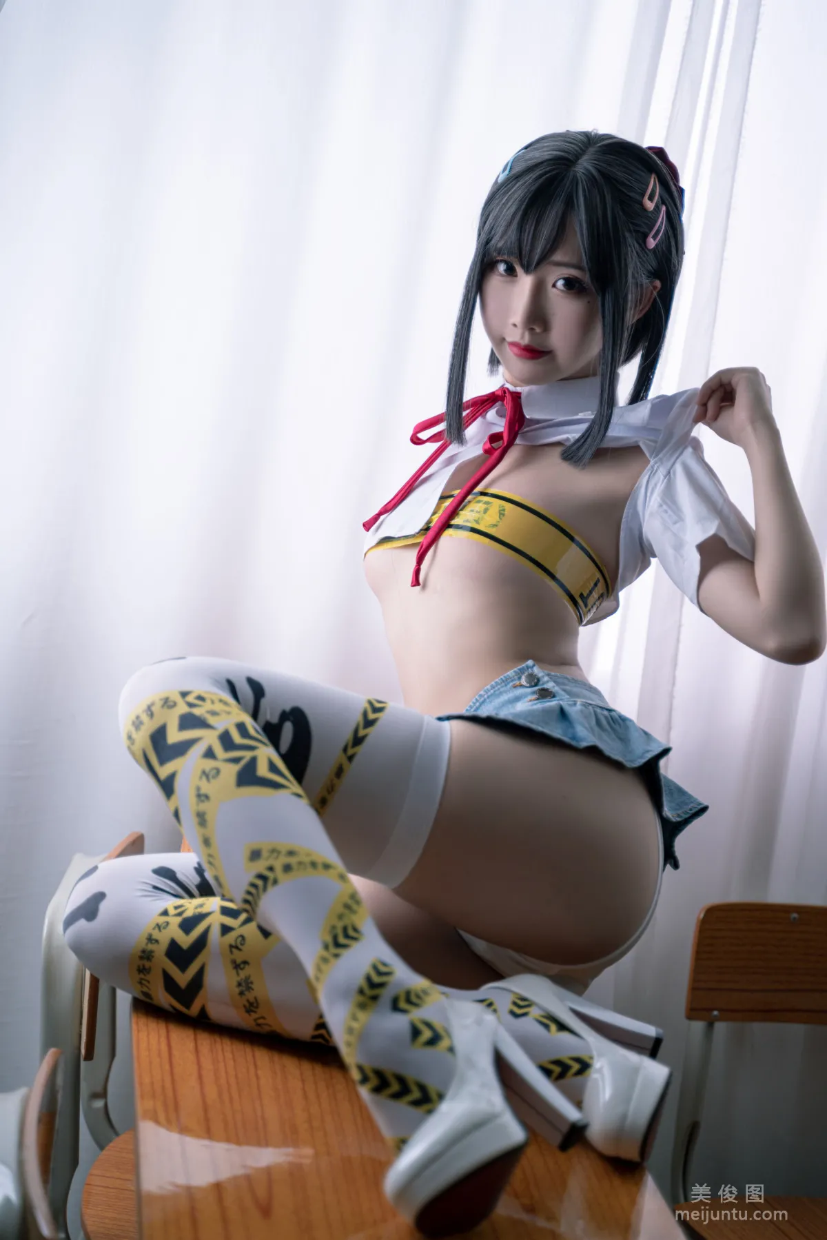 Cute Popular Coser Mianbing Xianer, Short School Uniform and Tape Photo Set photo 20