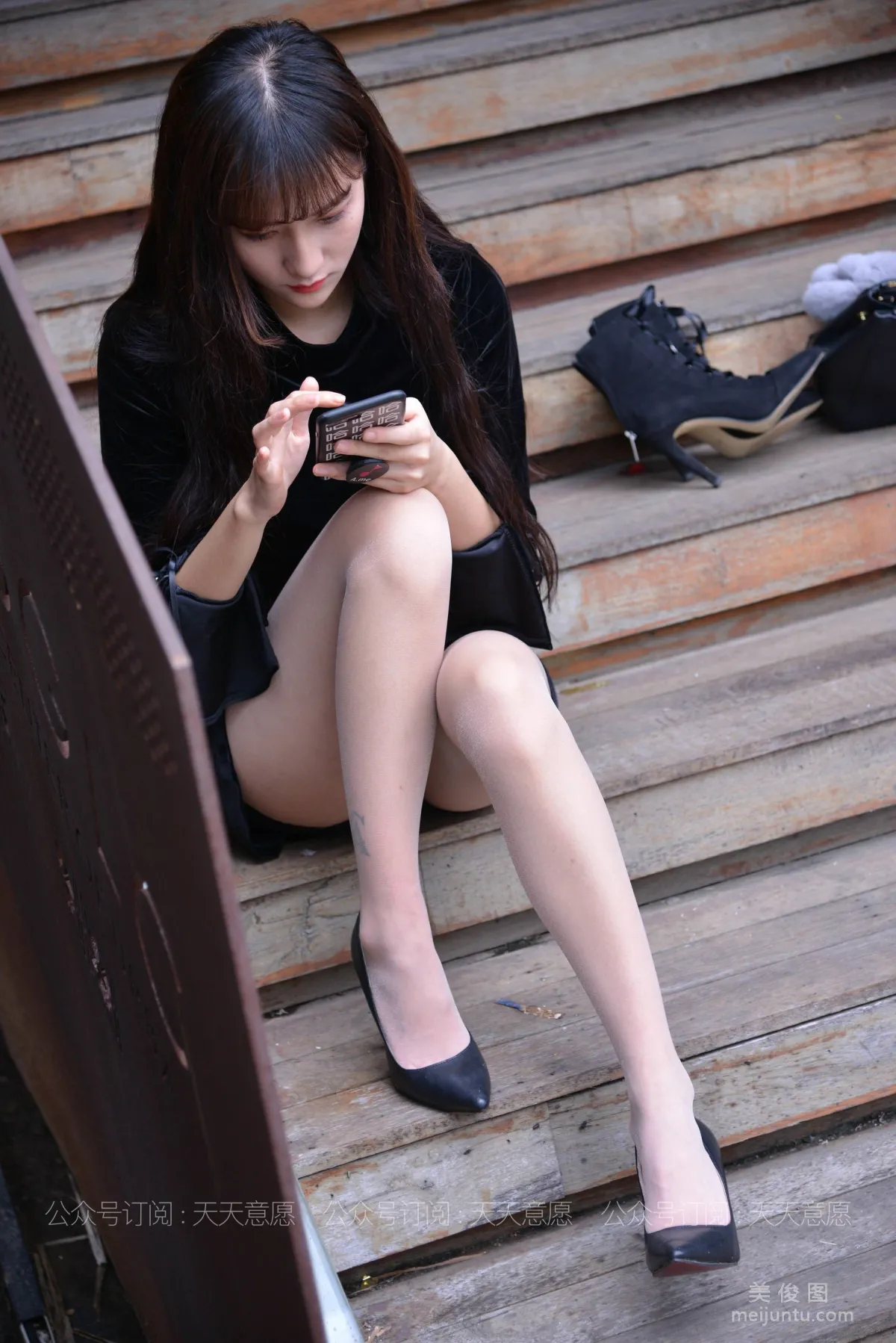 [IESS] Silk Enjoyer 793: Xiao Xiao, Black Lace-Up on the Stairs photo 29