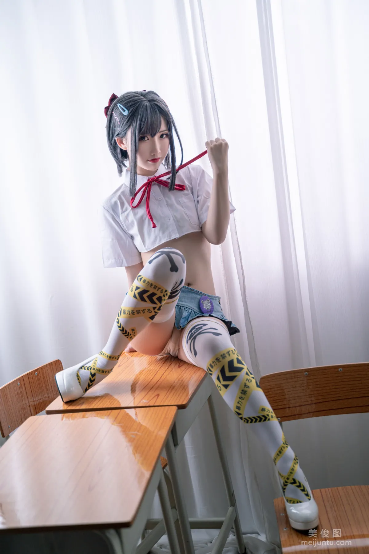 Cute Popular Coser Mianbing Xianer, Short School Uniform and Tape Photo Set photo 25