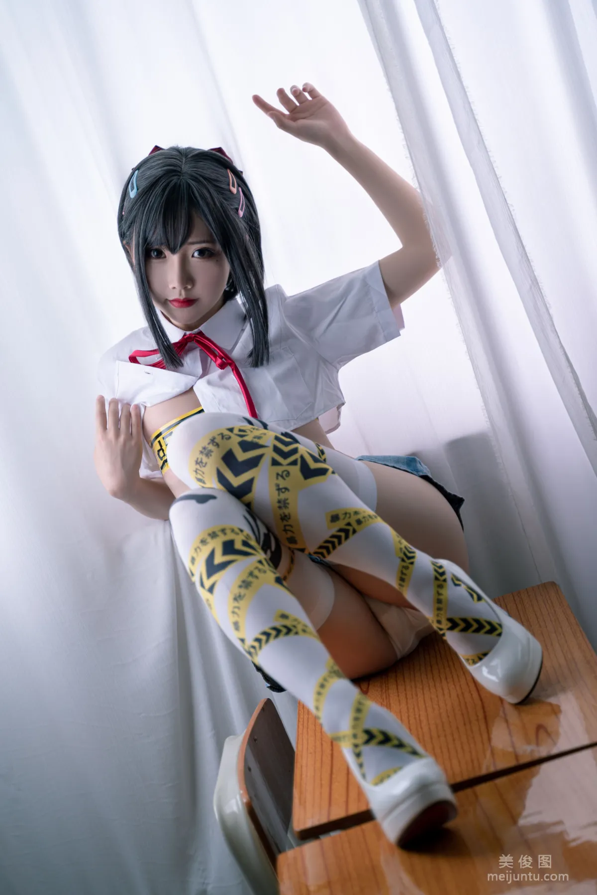 Cute Popular Coser Mianbing Xianer, Short School Uniform and Tape Photo Set photo 23