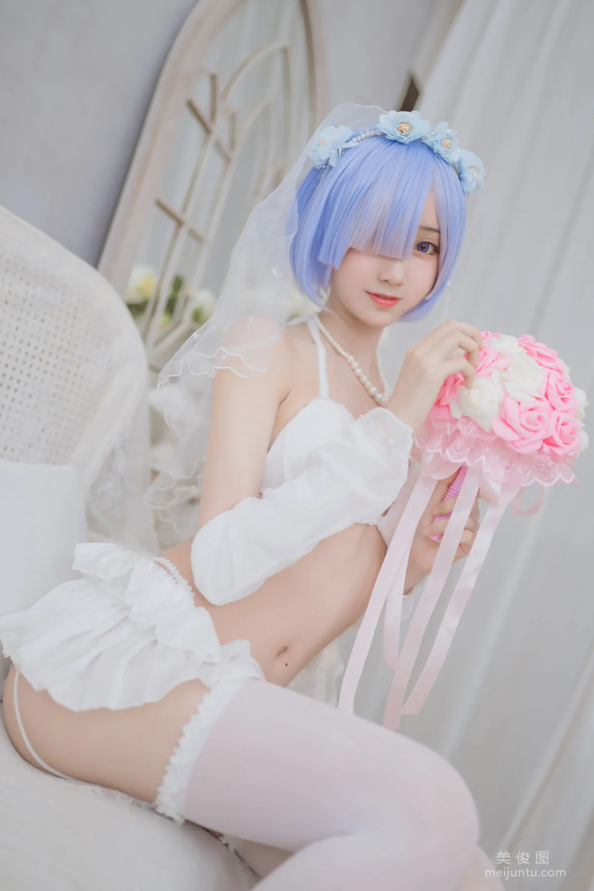 [COS Bonus] Mu Mianmian OwO - Rem Wedding Dress Photo Set photo 4