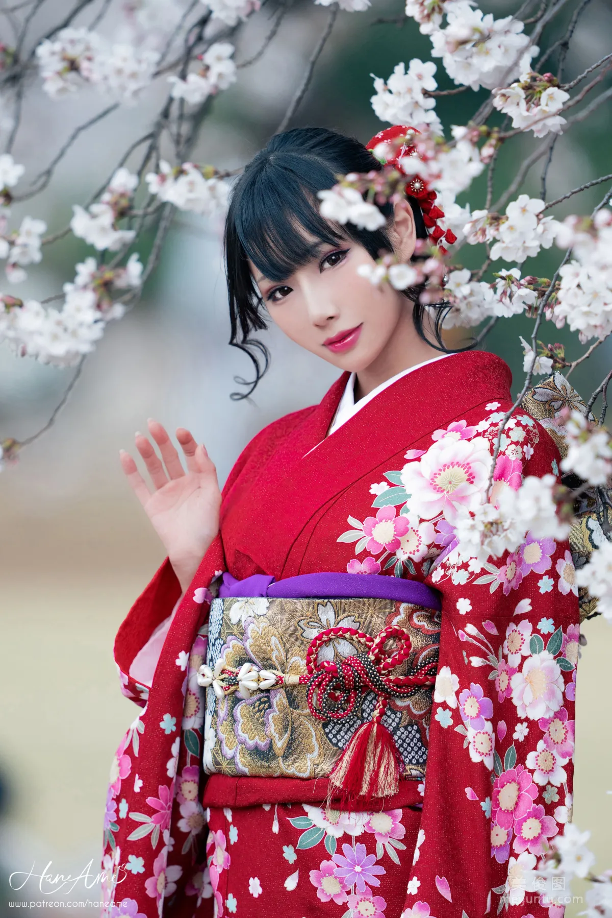 [COS Benefits] Hane Ame Yubo - Crimson Kimono Photo Set photo 2