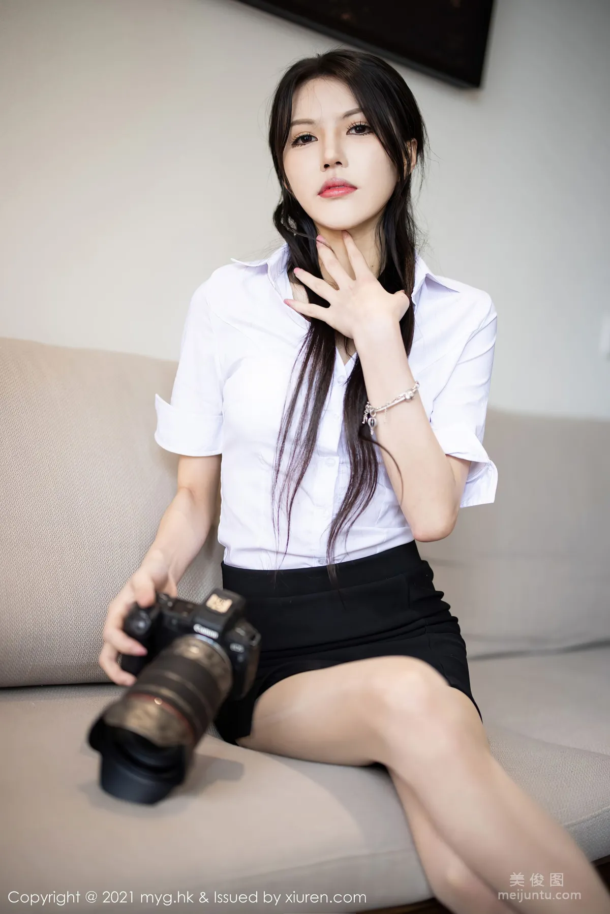 [美媛館MyGirl] Vol.572 媛媛醬belle - 經典的白襯衫黑短裙系列 5
