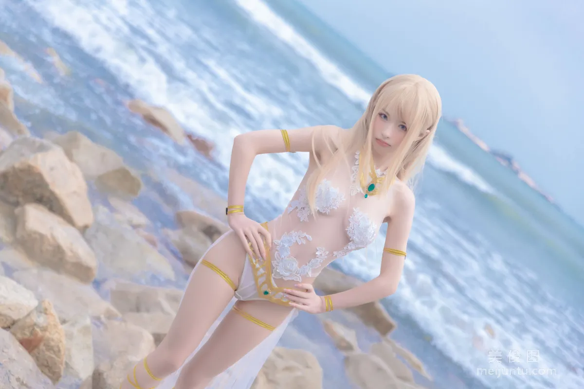 [Web Idols] Beauty Qingshui Younai - Marie Rose White Swimsuit photo 27
