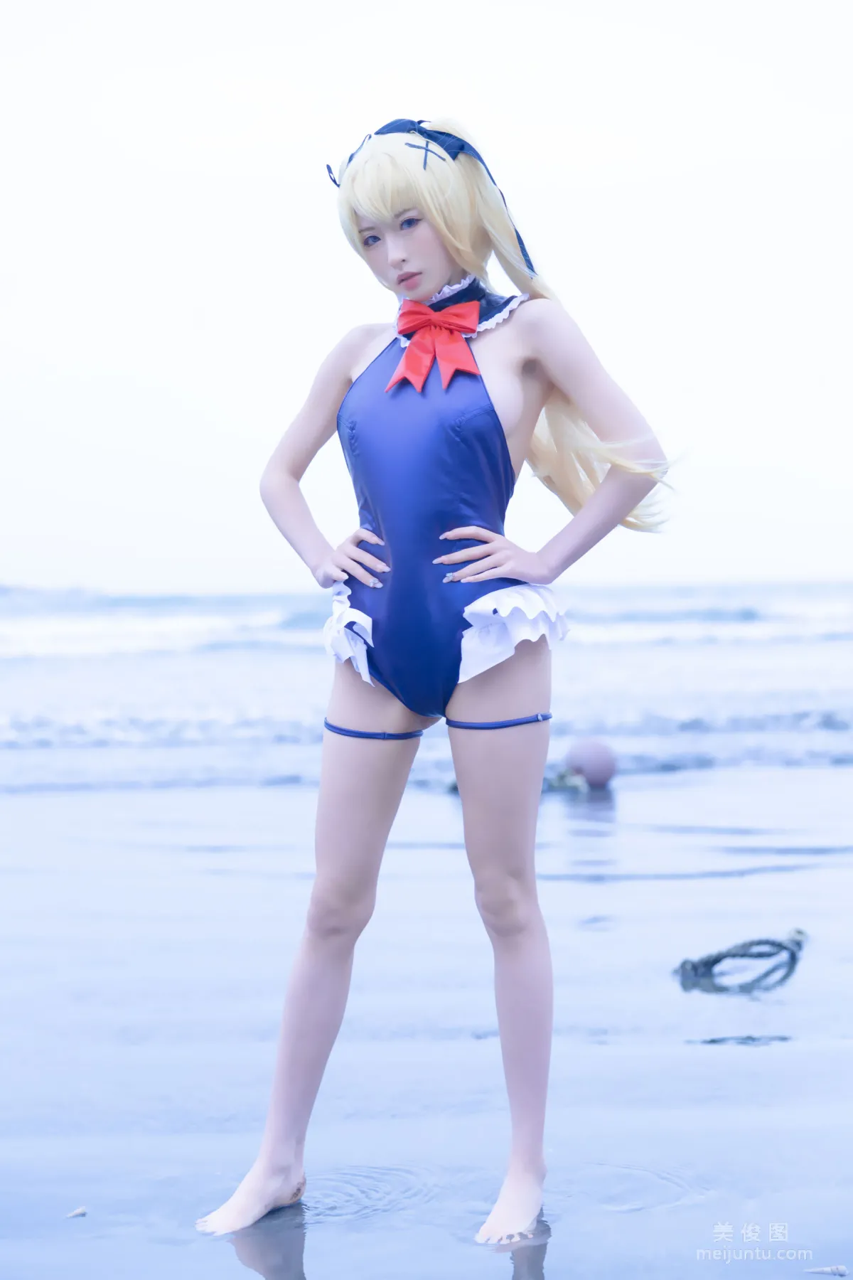 [Web Idols] Beauty Qingshui Younai - Marie Rose Blue Swimsuit photo 1
