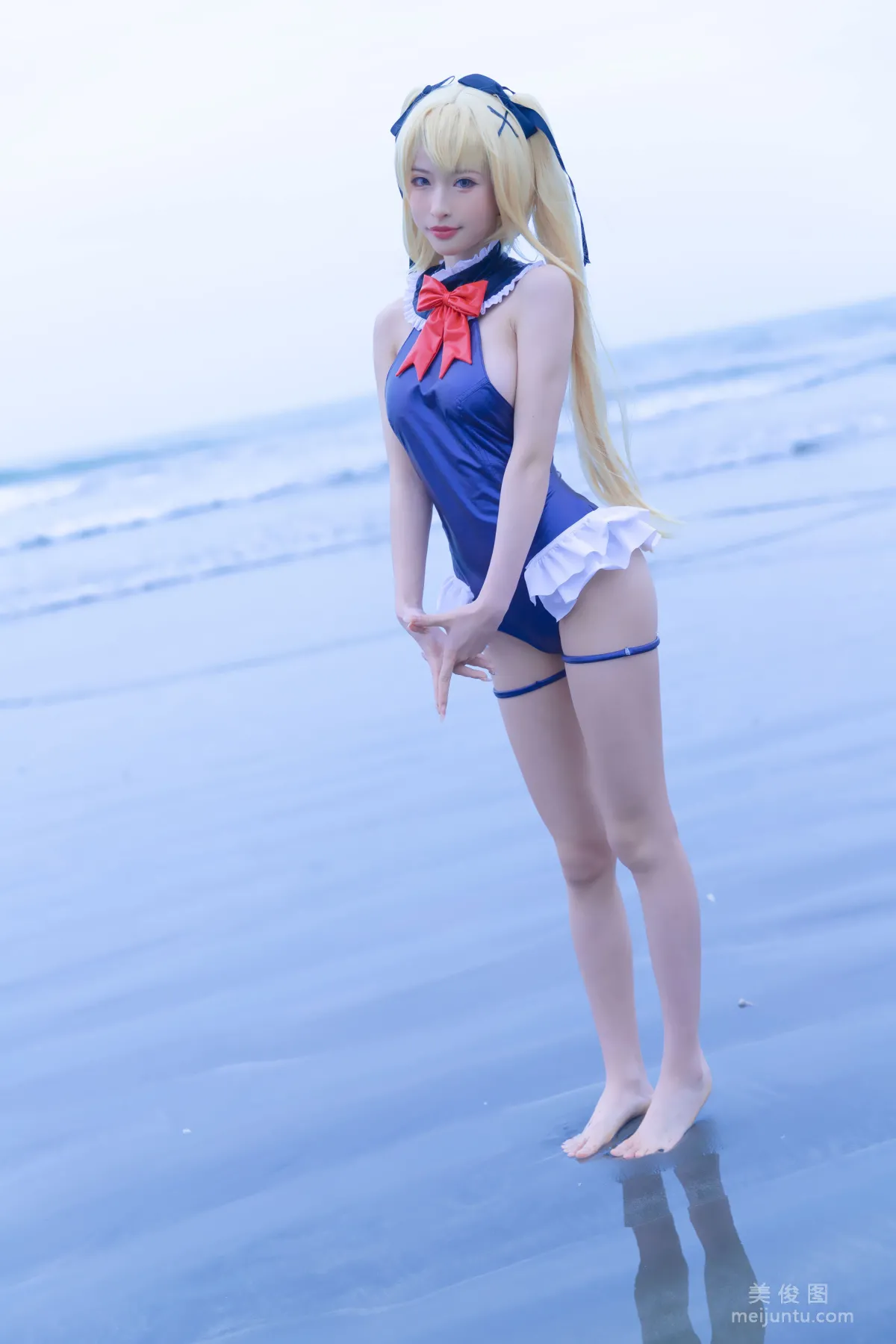 [Web Idols] Beauty Qingshui Younai - Marie Rose Blue Swimsuit photo 9