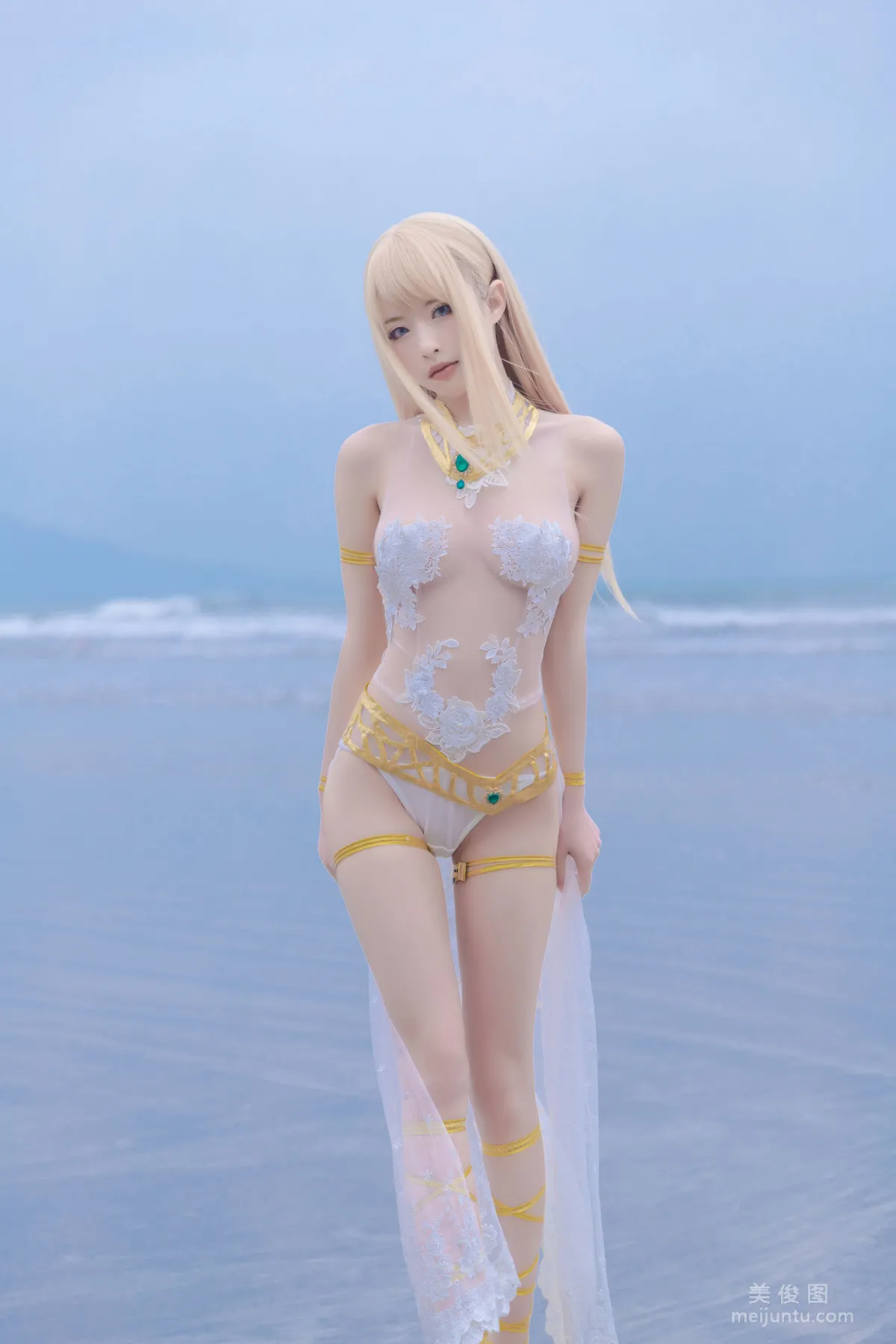 [Web Idols] Beauty Qingshui Younai - Marie Rose White Swimsuit photo 1
