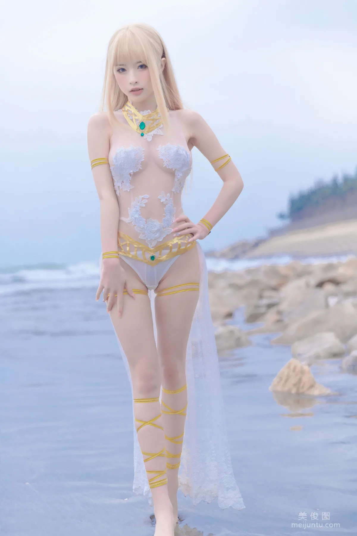 [Web Idols] Beauty Qingshui Younai - Marie Rose White Swimsuit photo 5