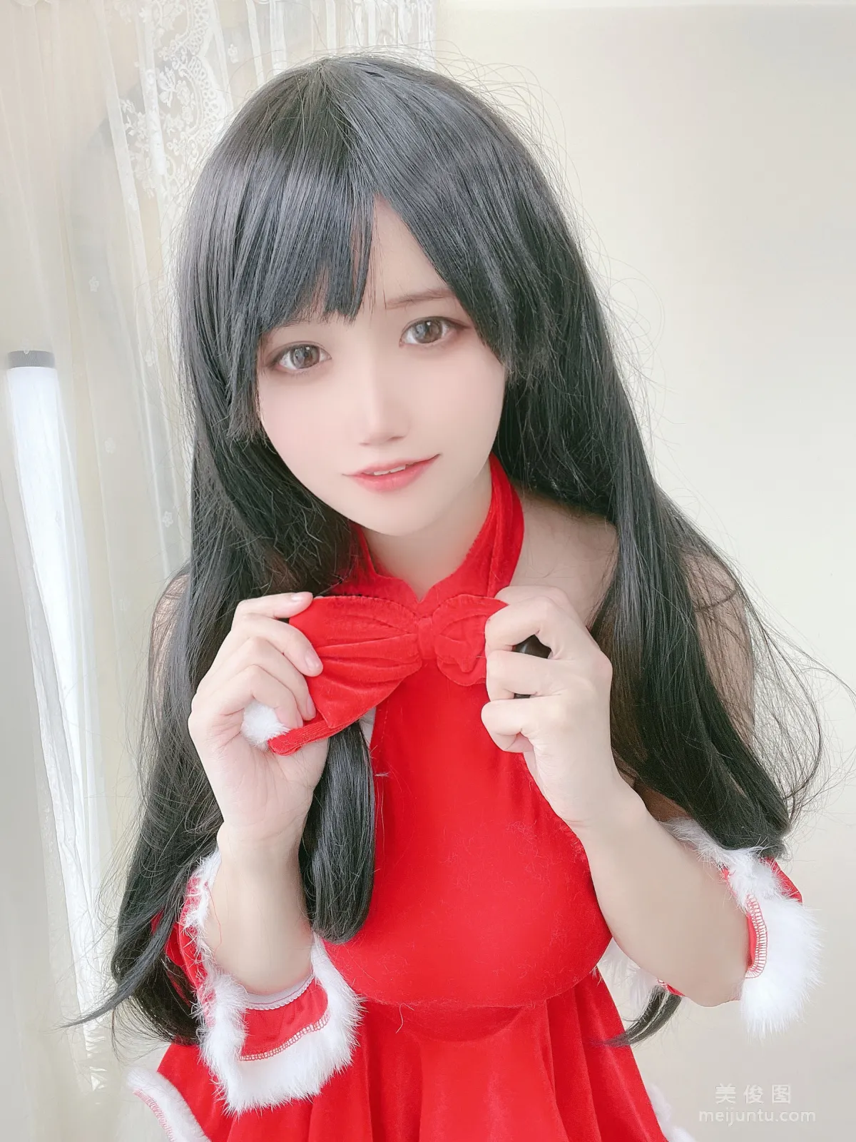 [Web Idols] Anime Blogger Xiaocang Qiandai w - Red Christmas Gift Dress photo 12