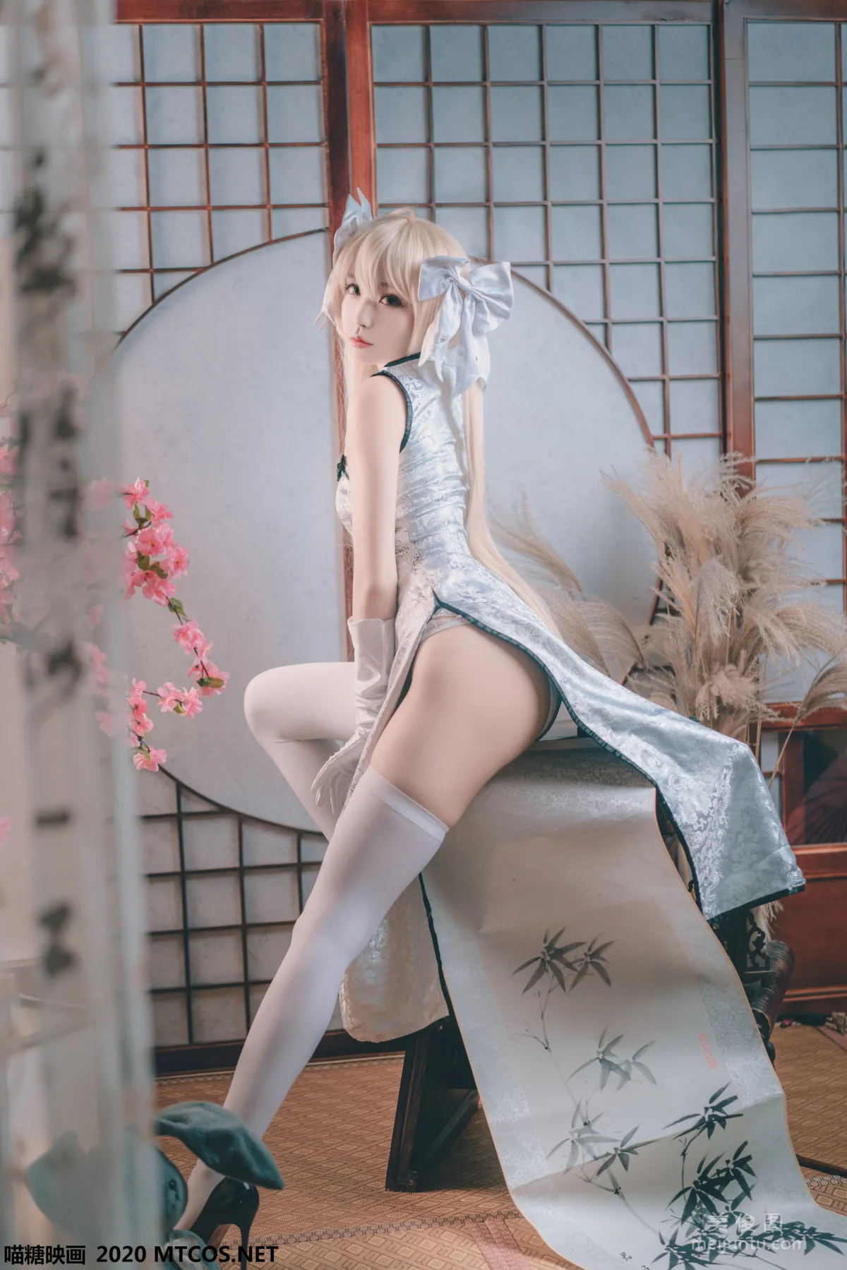 [Miaotang Yinghua] HML.009 Silver Silk Qipao Photo Set photo 21