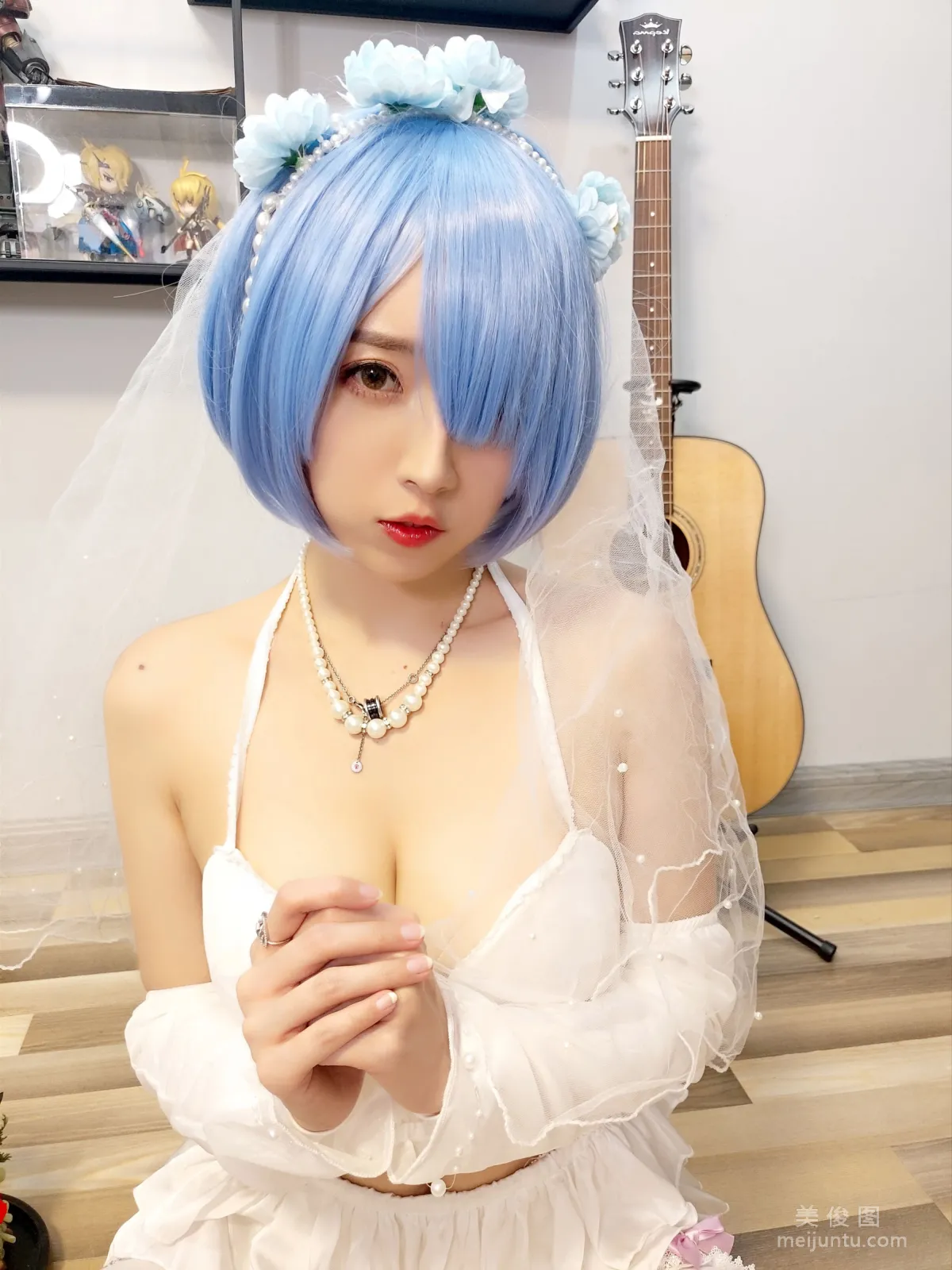 [Cosplay] Web Idols Douyu Streamer Xiaonv Wulu Na - Rem Wedding Dress photo 12
