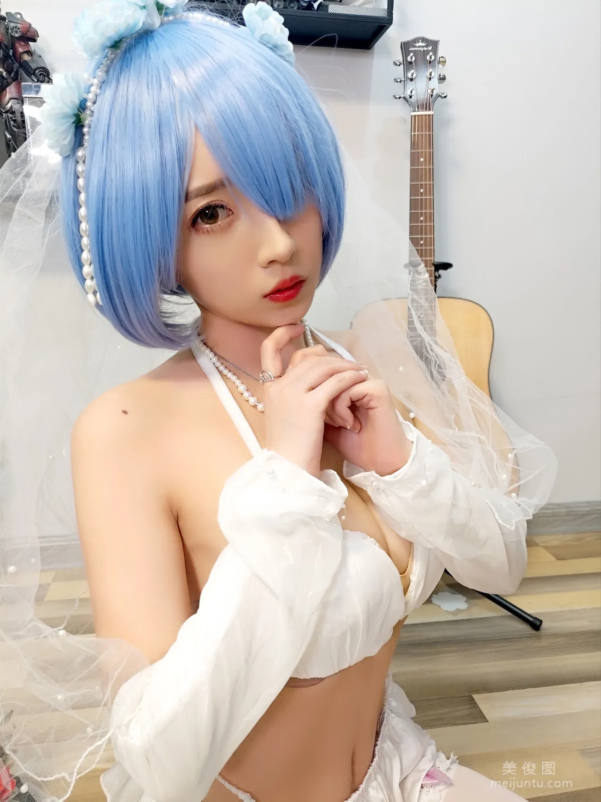 [COS福利] 斗鱼主播小女巫露娜 - 雷姆婚纱9