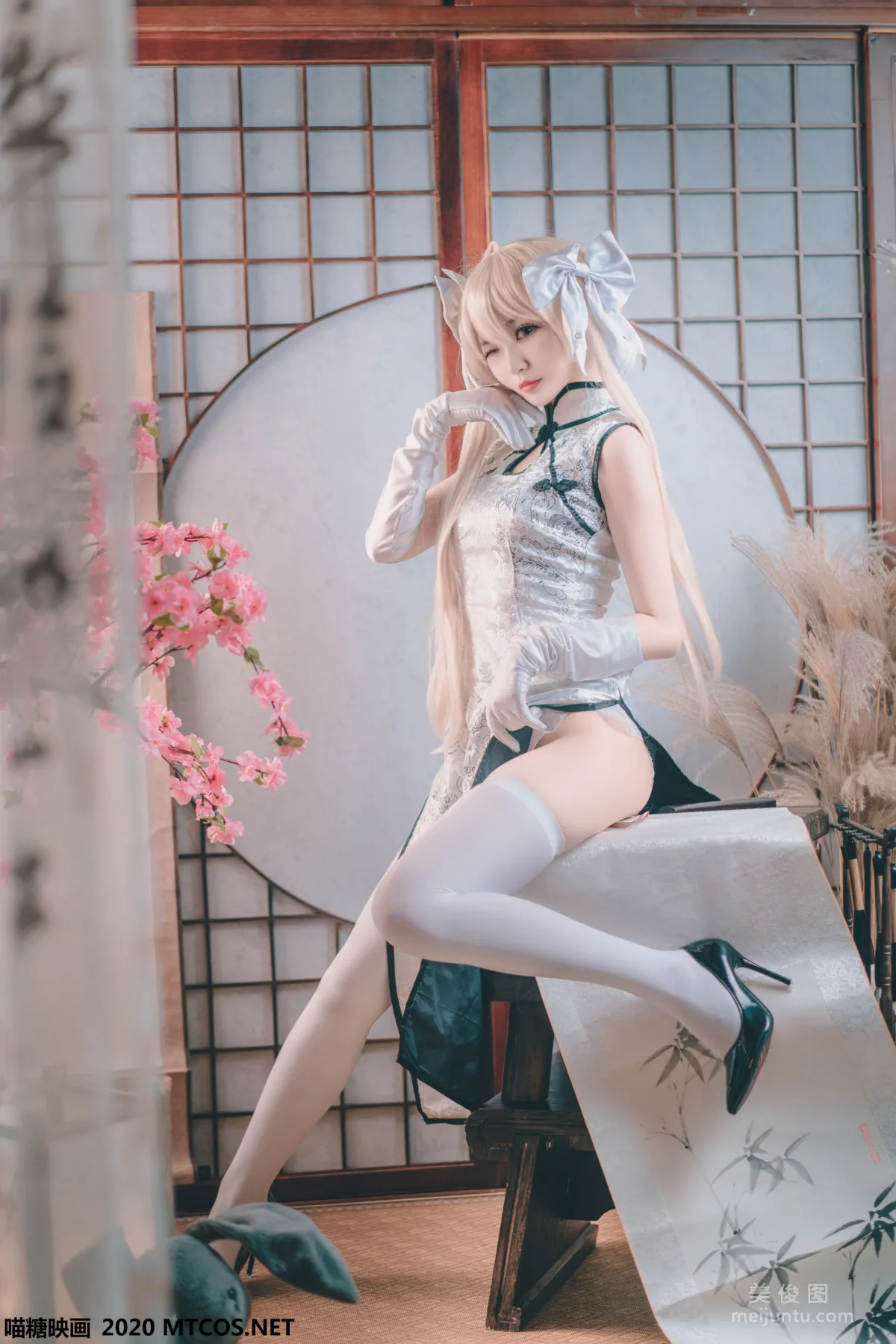 [Miaotang Yinghua] HML.009 Silver Silk Qipao Photo Set photo 19
