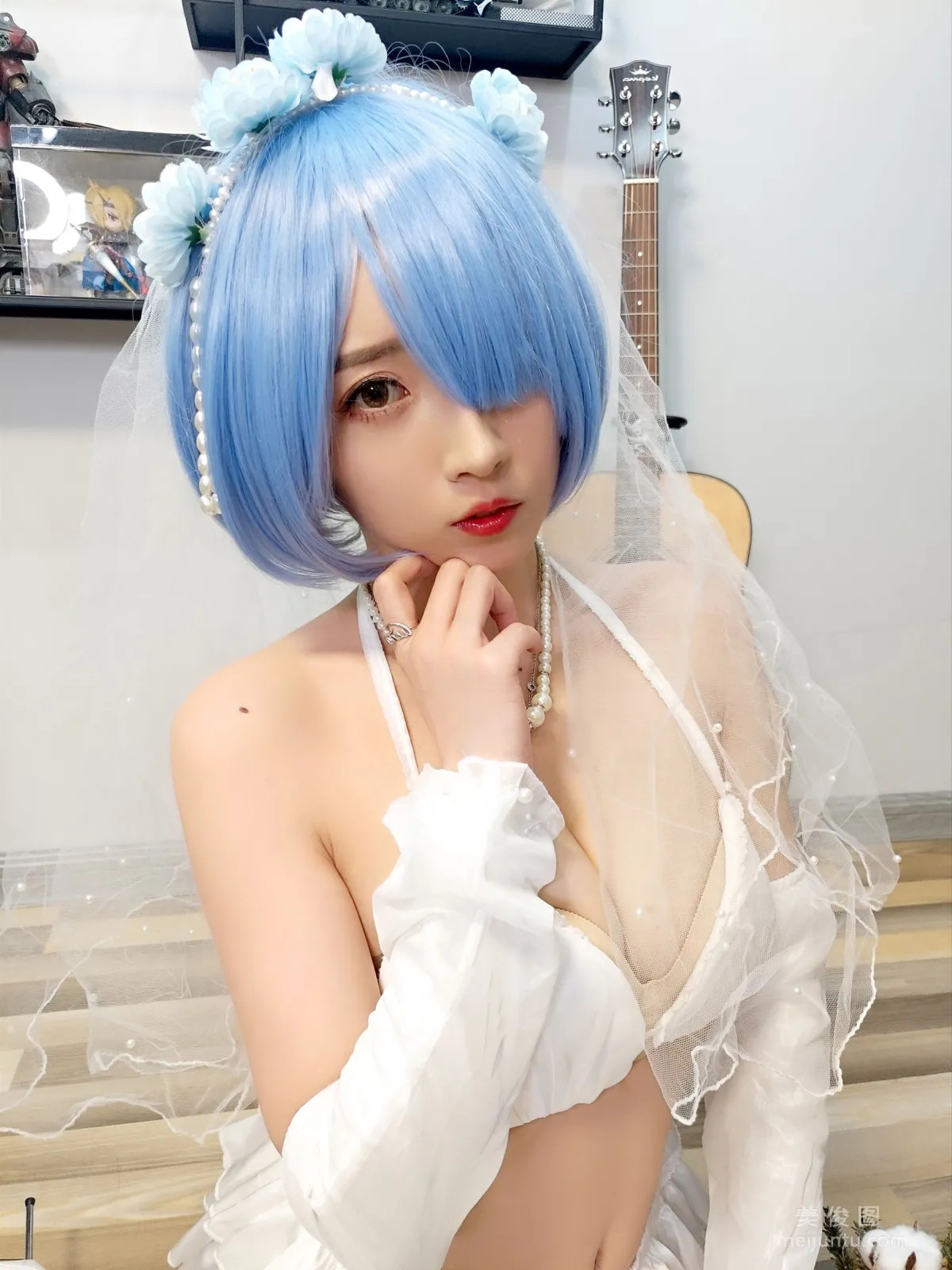 [Cosplay] Web Idols Douyu Streamer Xiaonv Wulu Na - Rem Wedding Dress photo 19